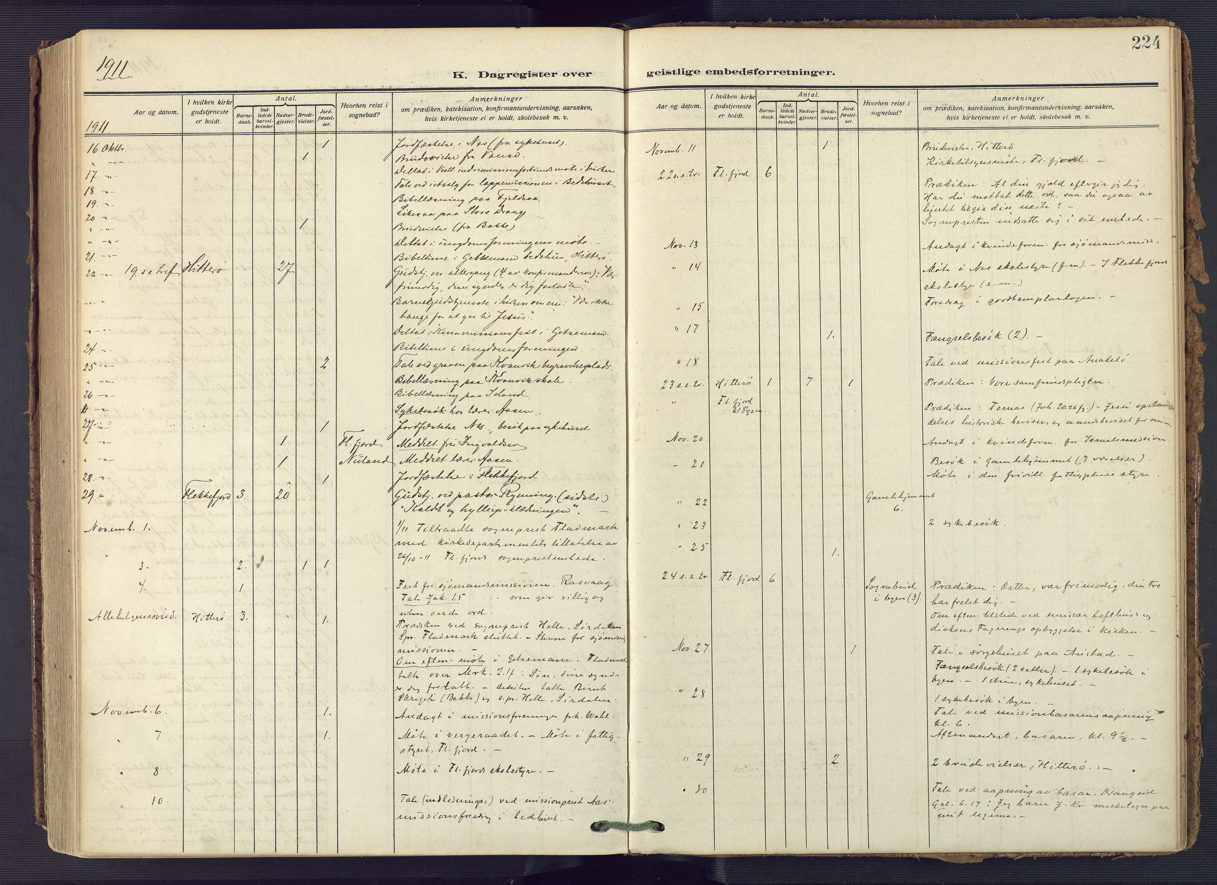 Flekkefjord sokneprestkontor, AV/SAK-1111-0012/F/Fa/Fac/L0010: Ministerialbok nr. A 10, 1910-1927, s. 224