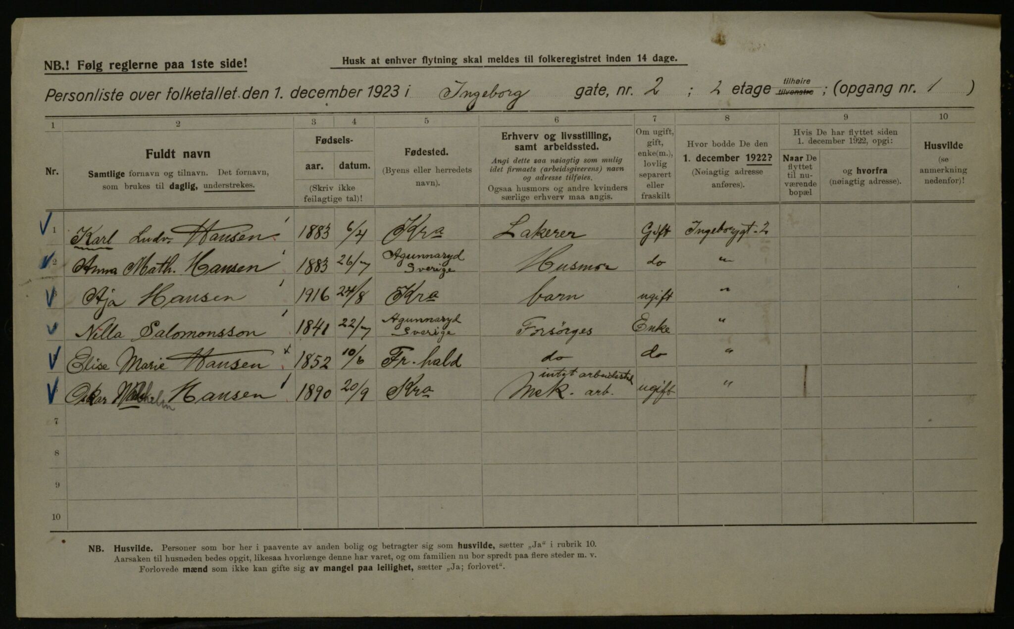 OBA, Kommunal folketelling 1.12.1923 for Kristiania, 1923, s. 48893