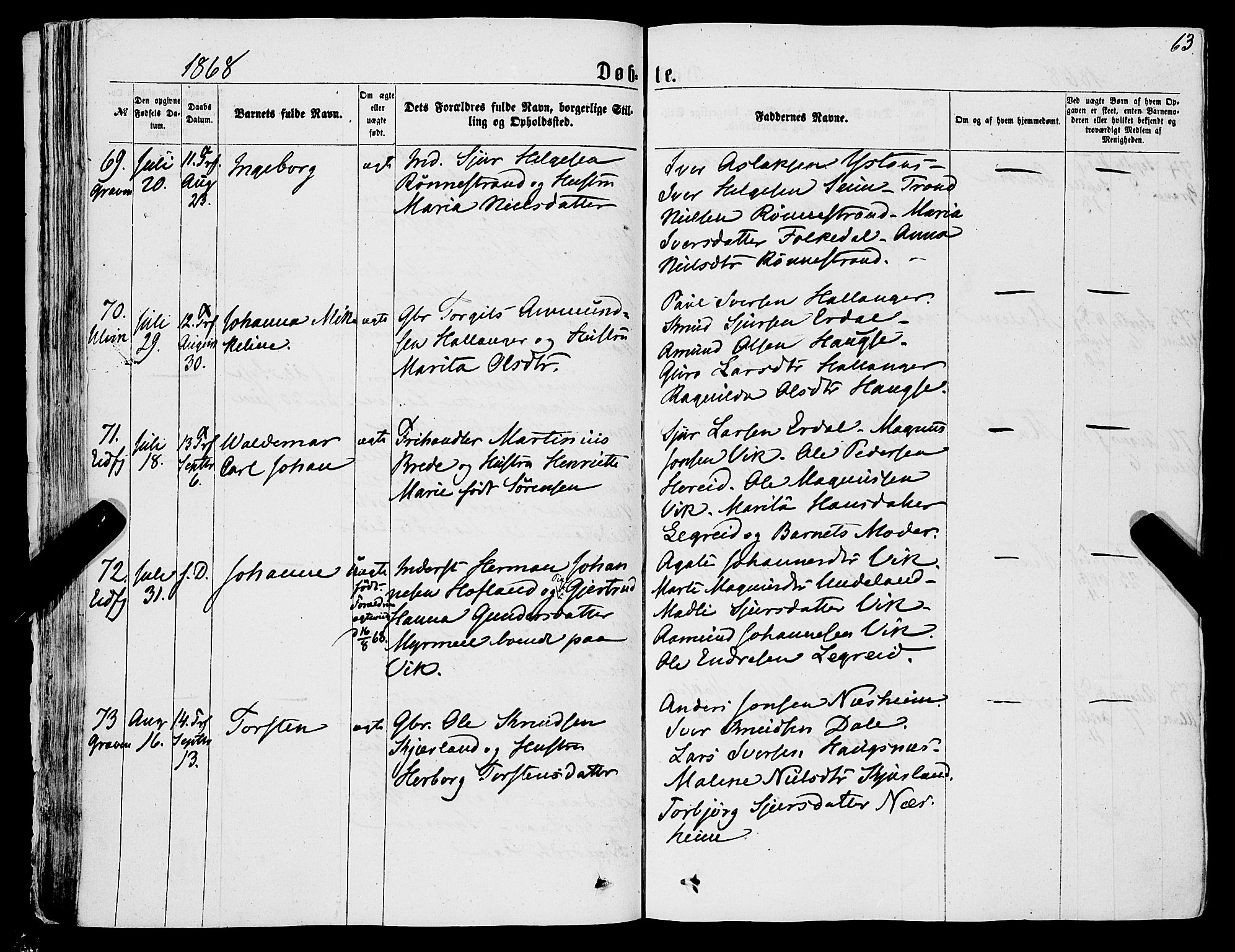 Ulvik sokneprestembete, AV/SAB-A-78801/H/Haa: Ministerialbok nr. A 15, 1864-1878, s. 63
