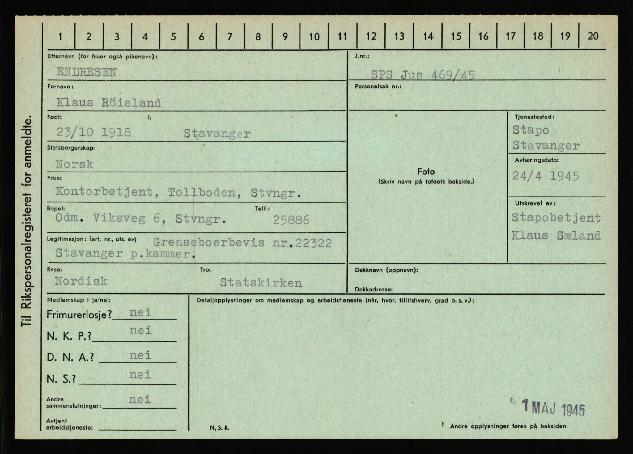Statspolitiet - Hovedkontoret / Osloavdelingen, AV/RA-S-1329/C/Ca/L0004: Eid - funn av gjenstander	, 1943-1945, s. 885