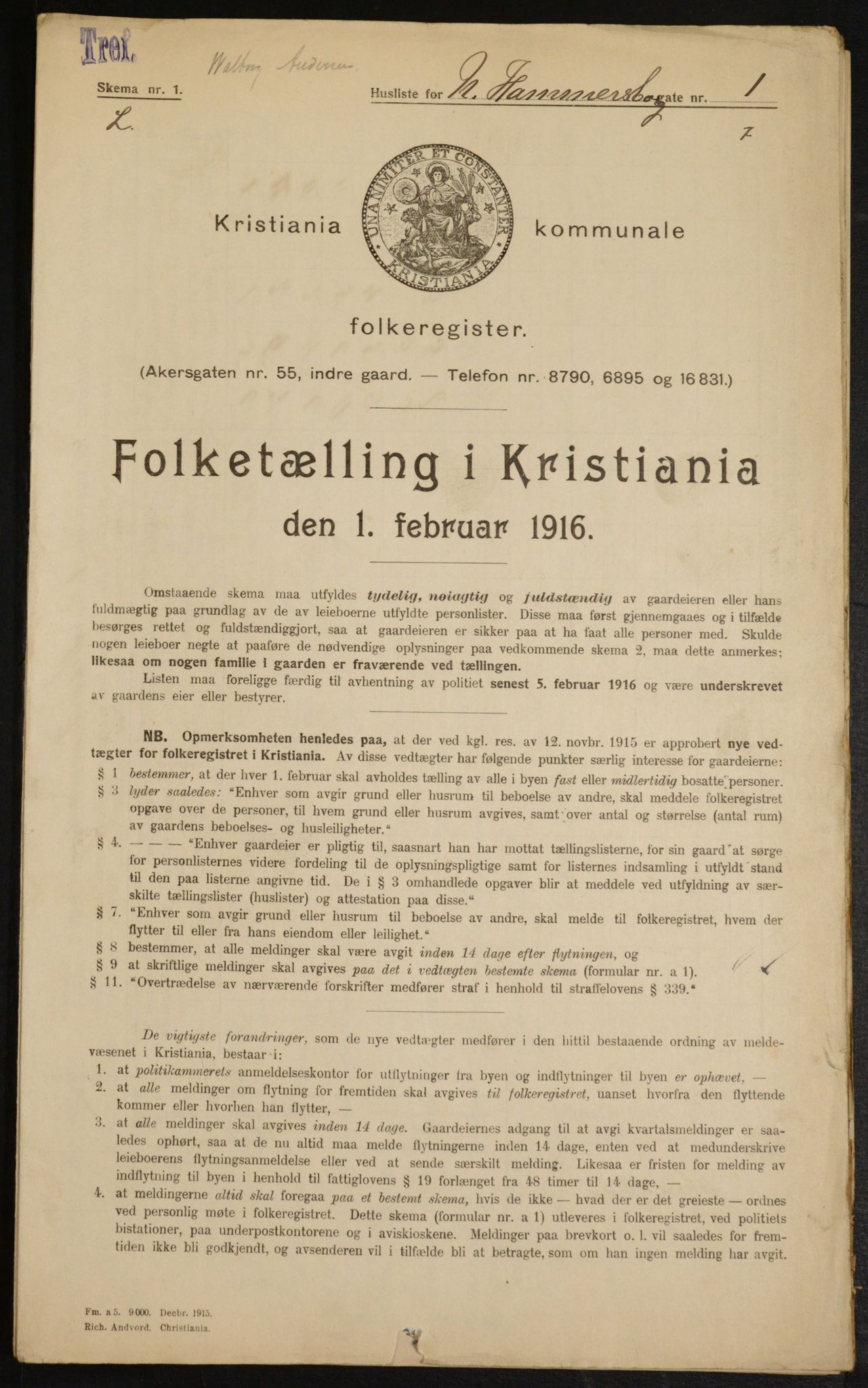 OBA, Kommunal folketelling 1.2.1916 for Kristiania, 1916, s. 70892