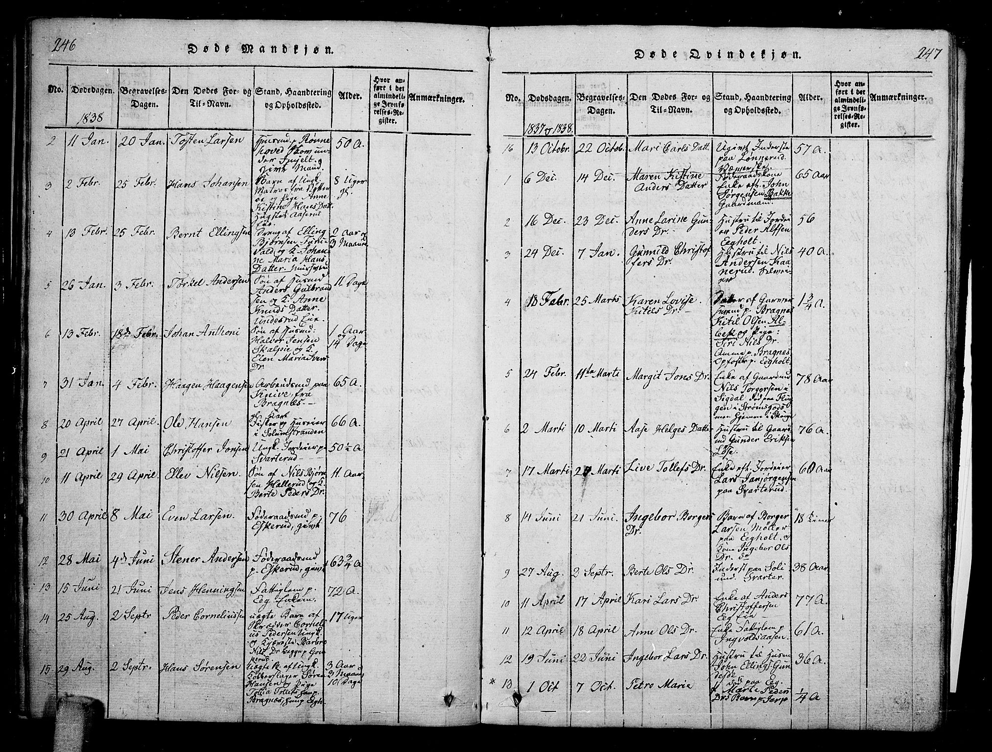 Skoger kirkebøker, SAKO/A-59/G/Ga/L0001: Klokkerbok nr. I 1, 1814-1845, s. 246-247