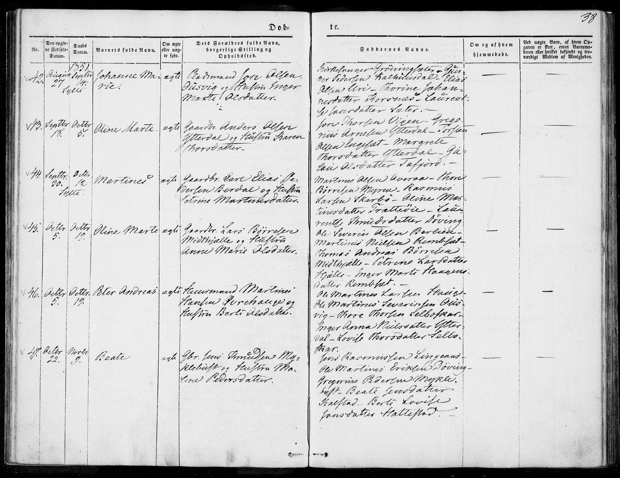 Ministerialprotokoller, klokkerbøker og fødselsregistre - Møre og Romsdal, AV/SAT-A-1454/519/L0249: Ministerialbok nr. 519A08, 1846-1868, s. 38