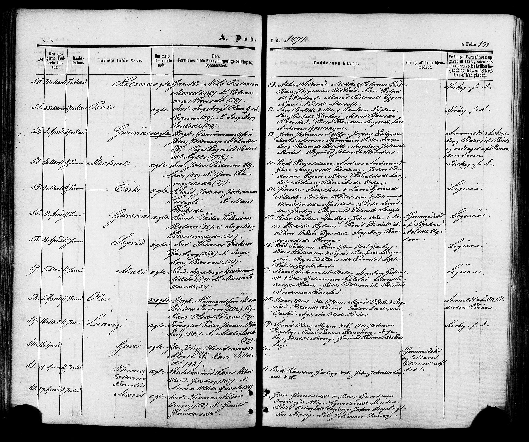 Ministerialprotokoller, klokkerbøker og fødselsregistre - Sør-Trøndelag, SAT/A-1456/695/L1147: Ministerialbok nr. 695A07, 1860-1877, s. 131