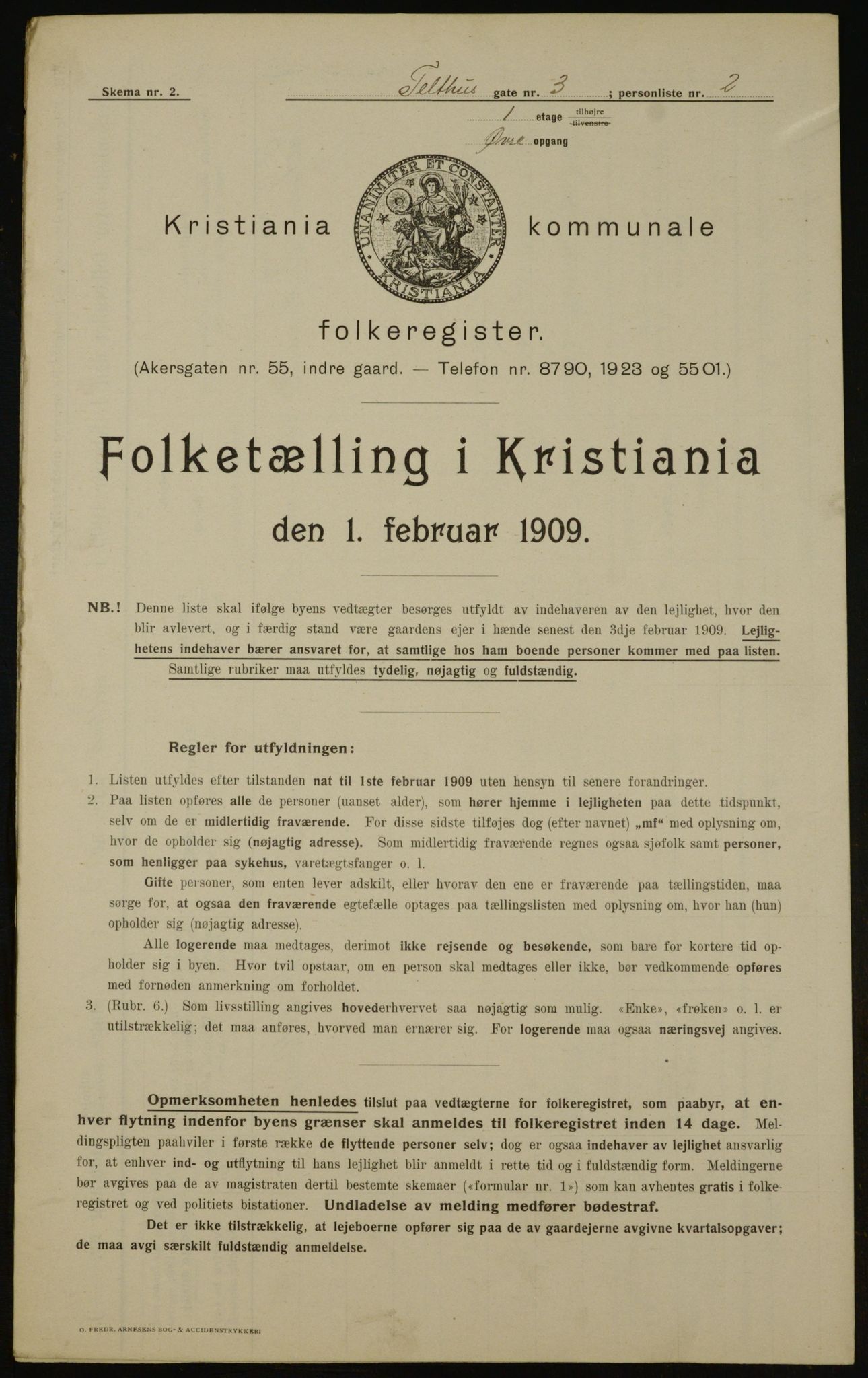OBA, Kommunal folketelling 1.2.1909 for Kristiania kjøpstad, 1909, s. 97511