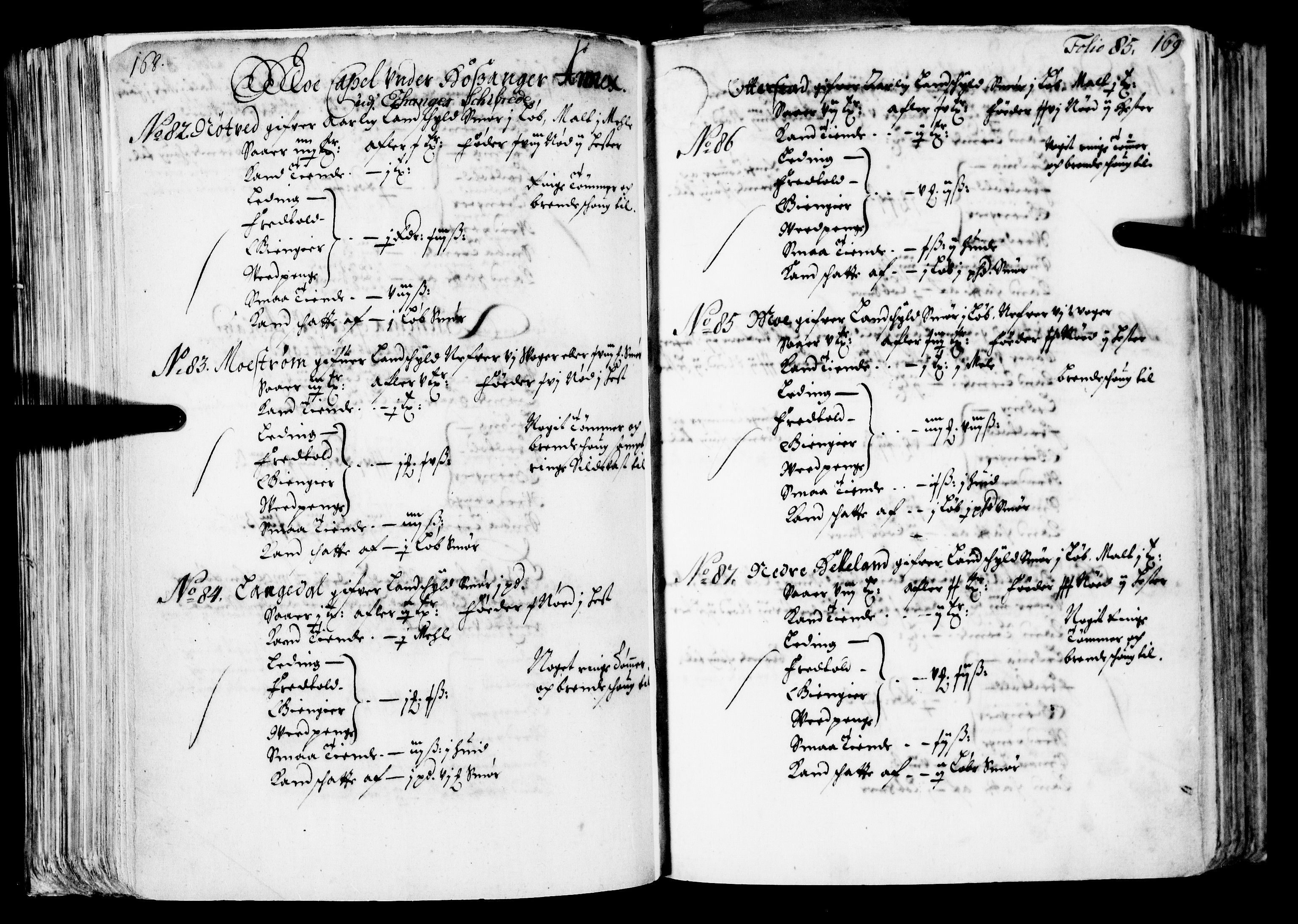 Rentekammeret inntil 1814, Realistisk ordnet avdeling, RA/EA-4070/N/Nb/Nba/L0039: Nordhordland fogderi, 1667, s. 84b-85a