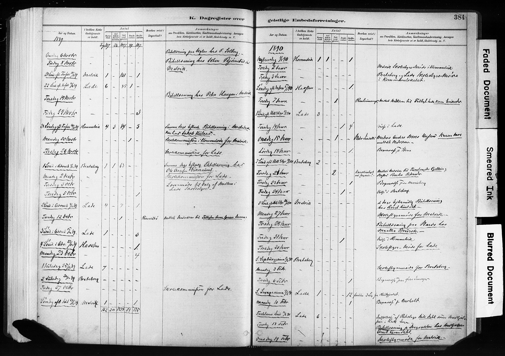 Ministerialprotokoller, klokkerbøker og fødselsregistre - Sør-Trøndelag, SAT/A-1456/606/L0300: Ministerialbok nr. 606A15, 1886-1893, s. 384