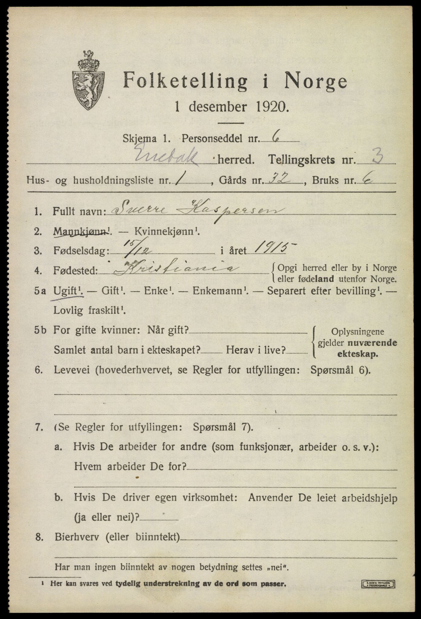 SAO, Folketelling 1920 for 0229 Enebakk herred, 1920, s. 2755