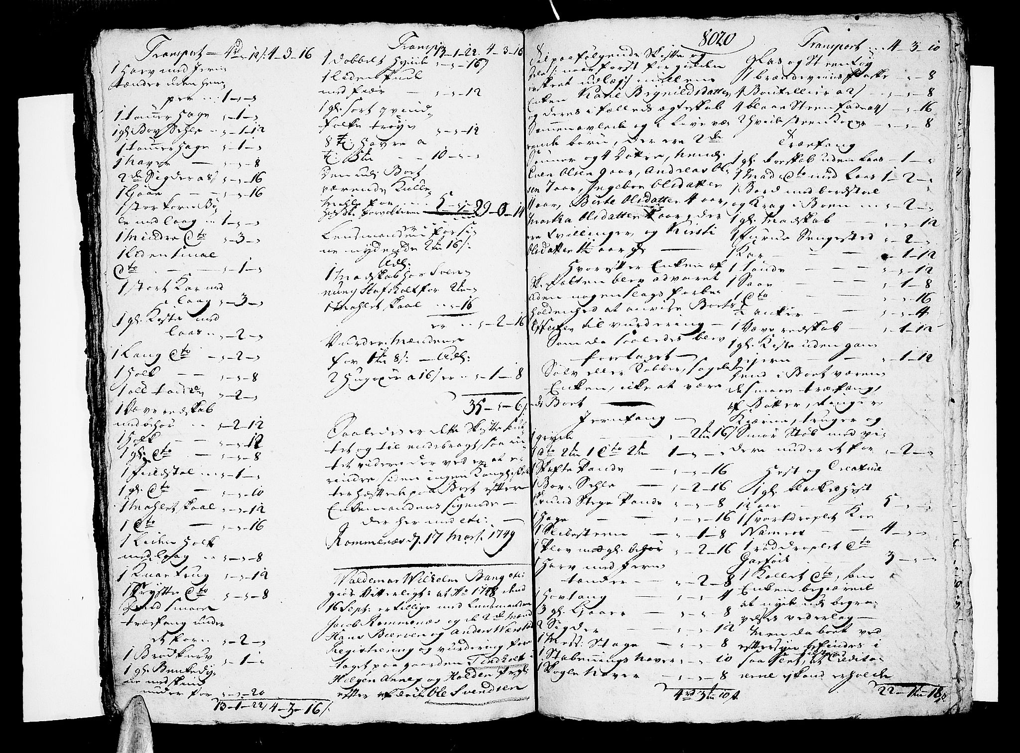 Nedre Telemark sorenskriveri, AV/SAKO-A-135/H/Hb/Hbb/L0007: Skifteprotokoll kopi, 1748-1750, s. 8019b-8020a