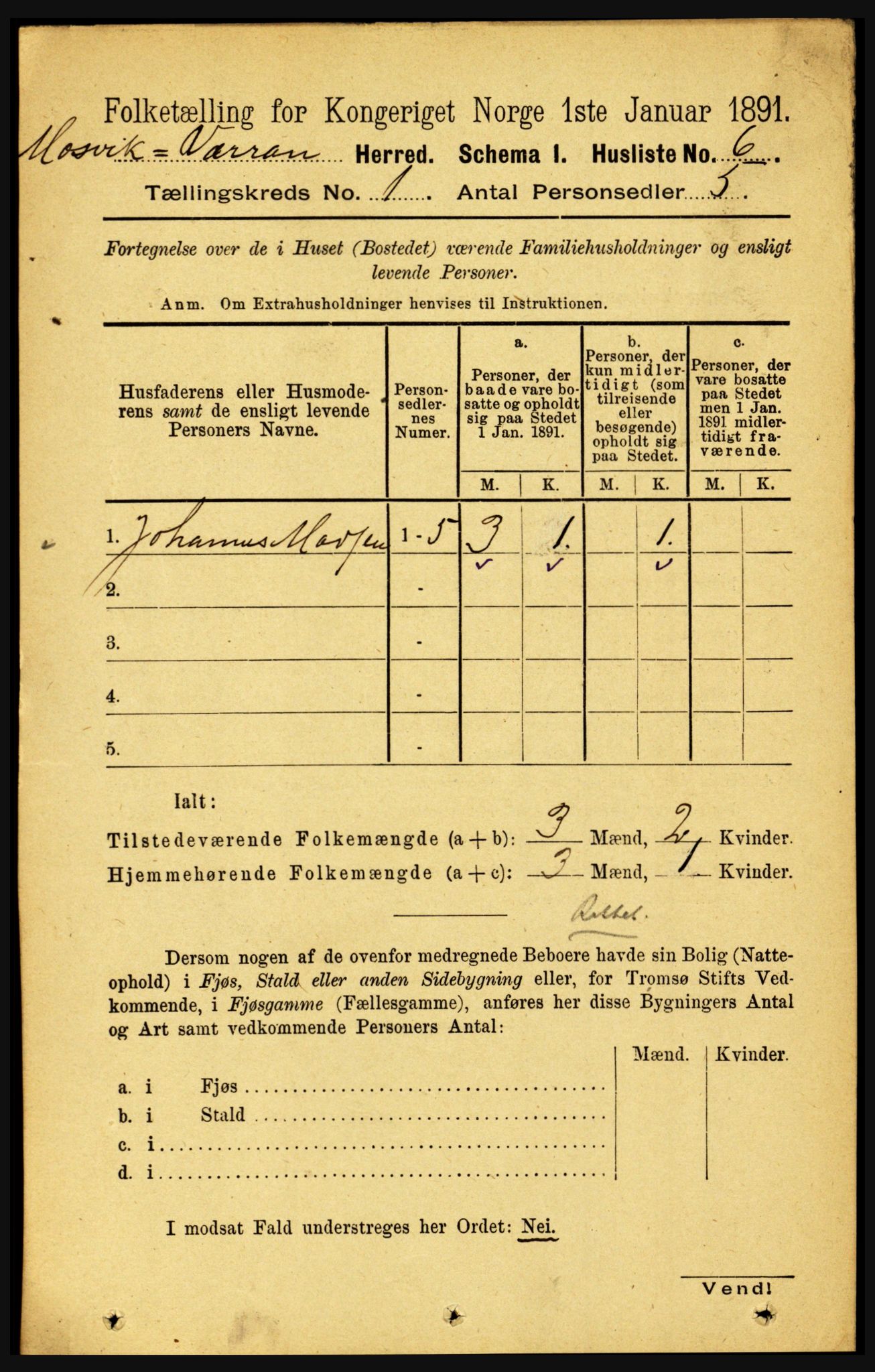 RA, Folketelling 1891 for 1723 Mosvik og Verran herred, 1891, s. 28