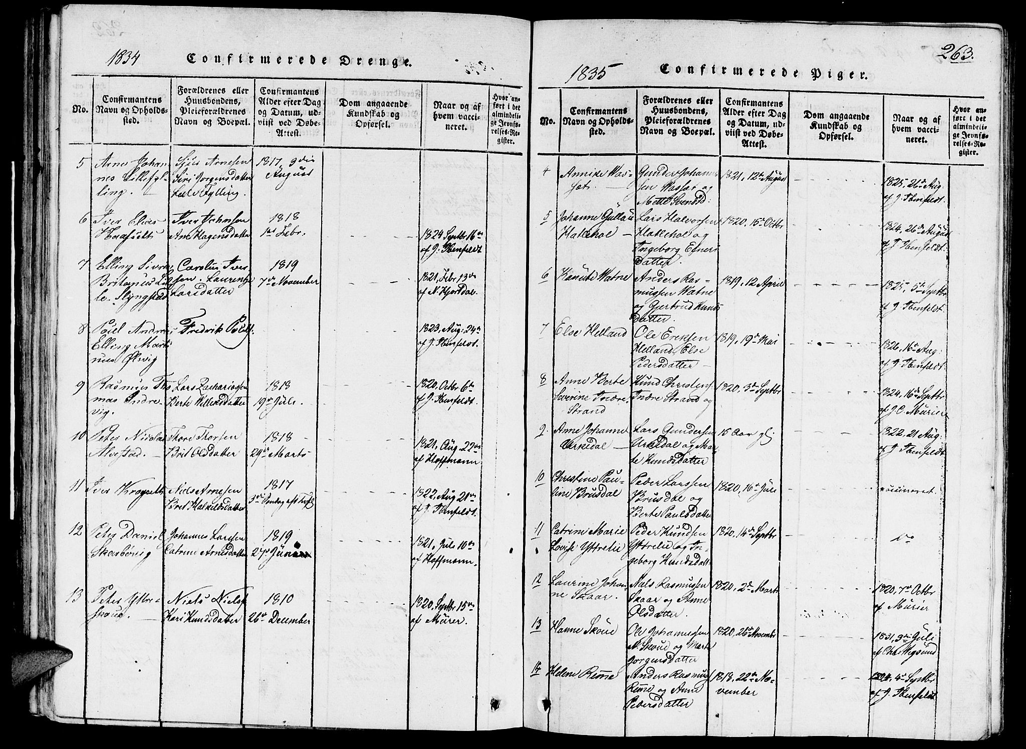 Ministerialprotokoller, klokkerbøker og fødselsregistre - Møre og Romsdal, SAT/A-1454/524/L0351: Ministerialbok nr. 524A03, 1816-1838, s. 263