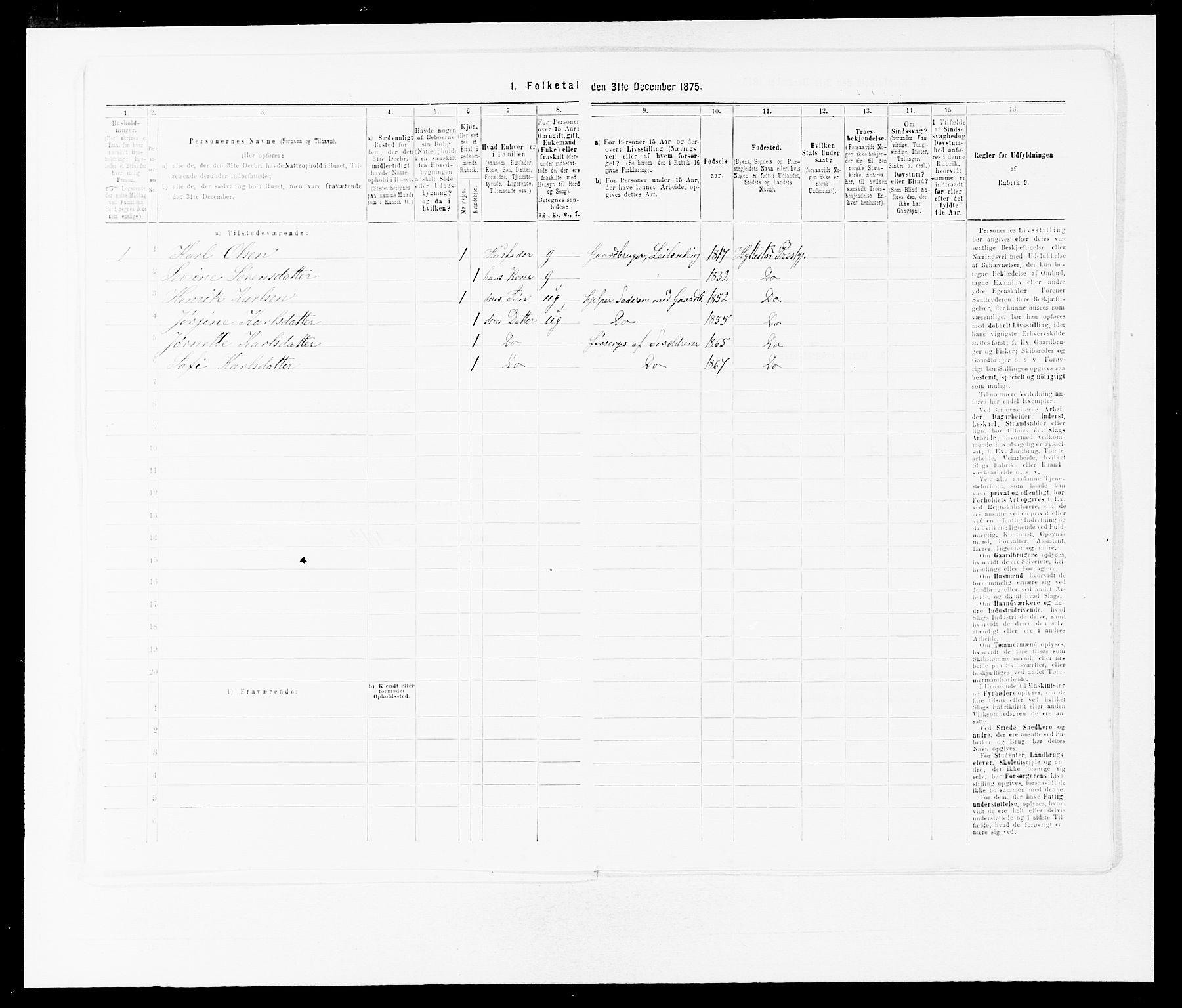 SAB, Folketelling 1875 for 1413P Hyllestad prestegjeld, 1875, s. 156