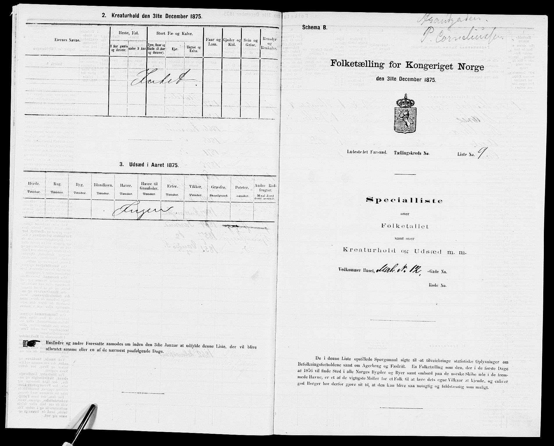 SAK, Folketelling 1875 for 1003B Vanse prestegjeld, Farsund ladested, 1875, s. 24