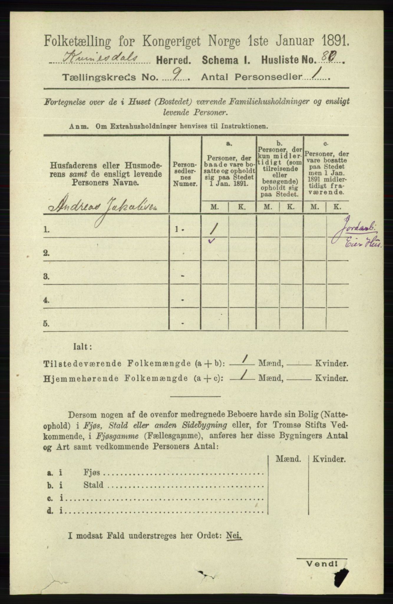 RA, Folketelling 1891 for 1037 Kvinesdal herred, 1891, s. 3288