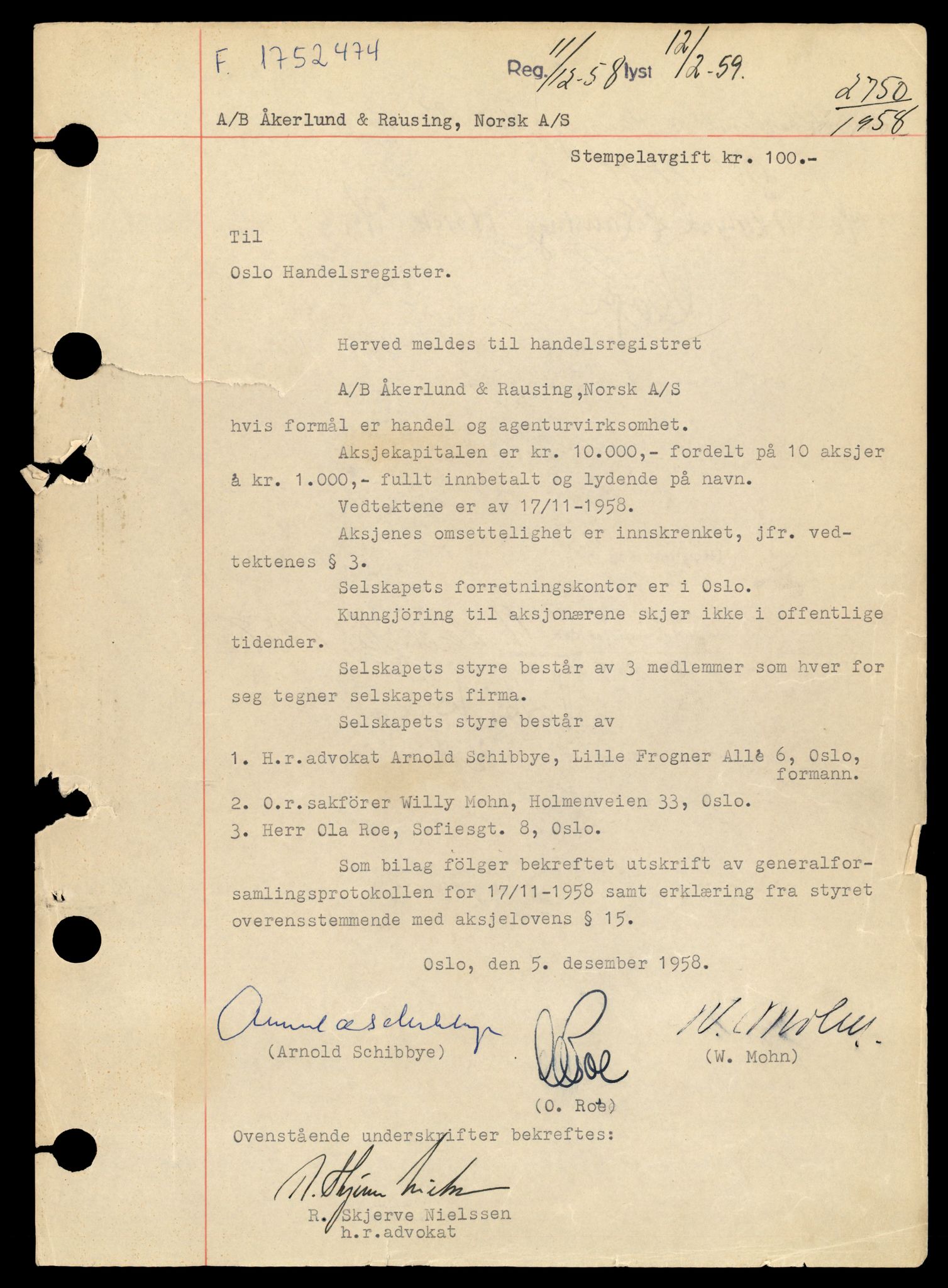 Oslo byfogd, Handelsregisteret, AV/SAT-A-10867/G/Gb/Gbb/L0049: Registreringsmeldinger, A-C, 1982, s. 1