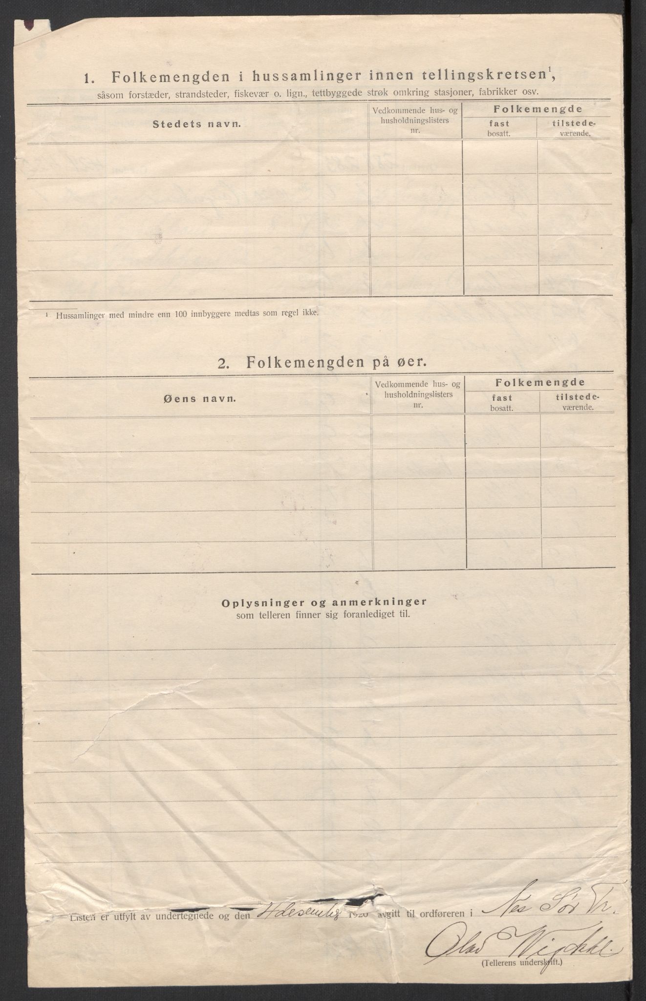 SAT, Folketelling 1920 for 1628 Nes herred, 1920, s. 11