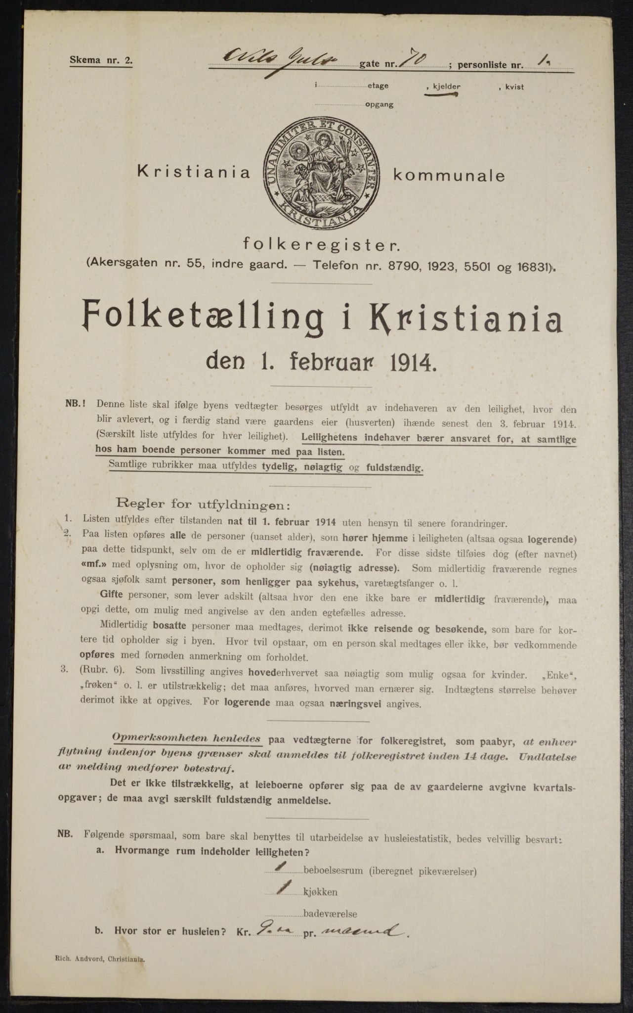 OBA, Kommunal folketelling 1.2.1914 for Kristiania, 1914, s. 70951