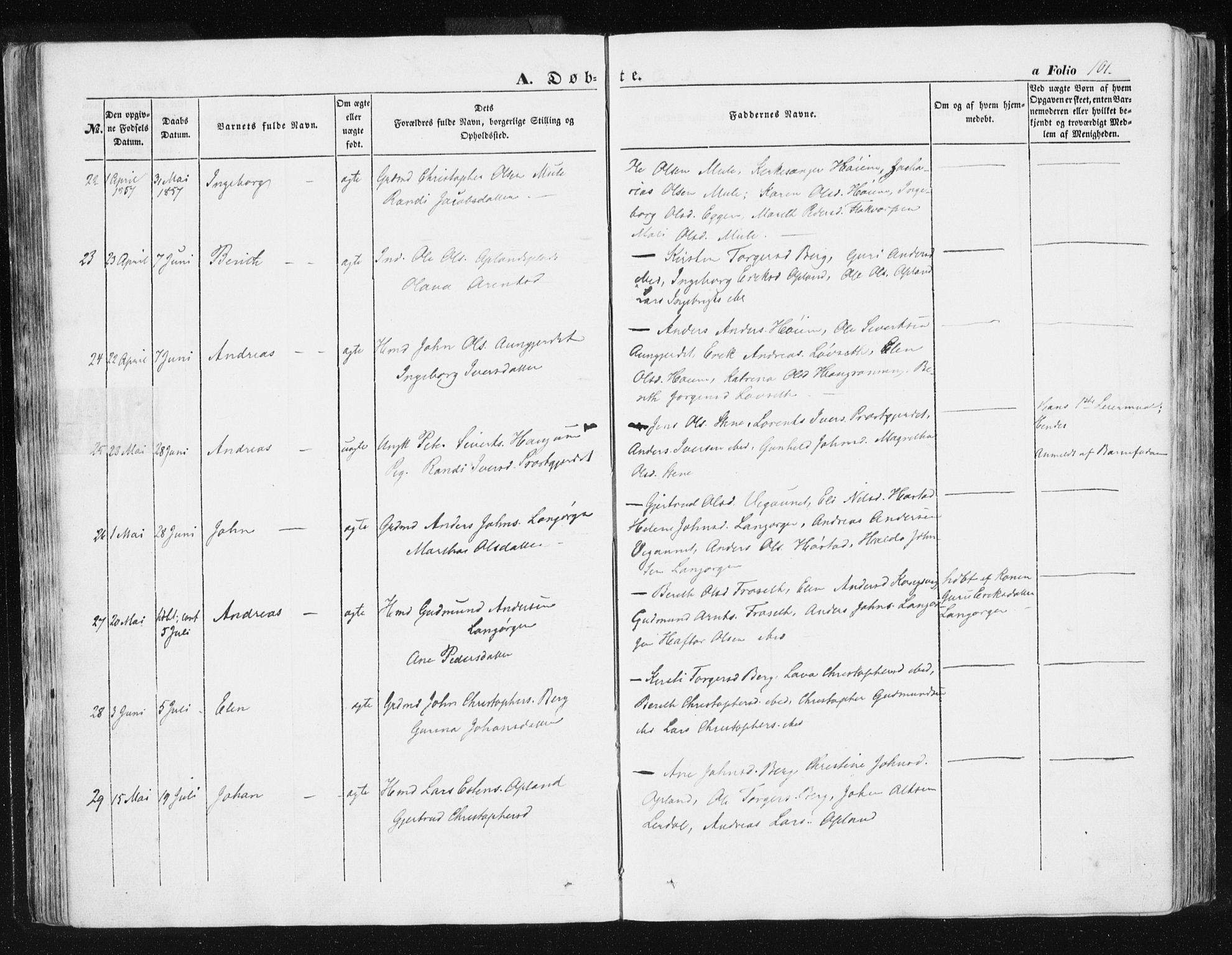 Ministerialprotokoller, klokkerbøker og fødselsregistre - Sør-Trøndelag, SAT/A-1456/612/L0376: Ministerialbok nr. 612A08, 1846-1859, s. 101