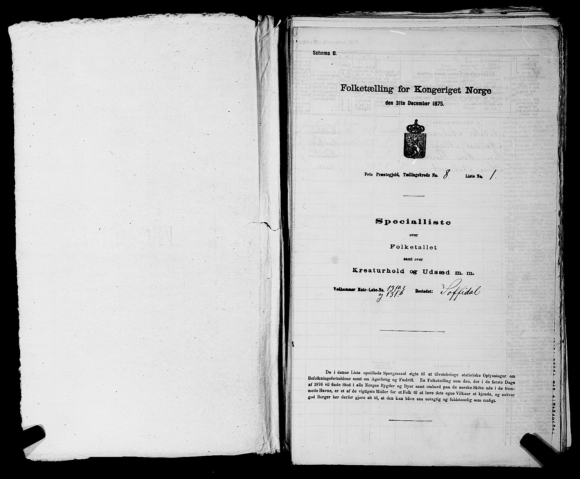 RA, Folketelling 1875 for 0227P Fet prestegjeld, 1875, s. 1151