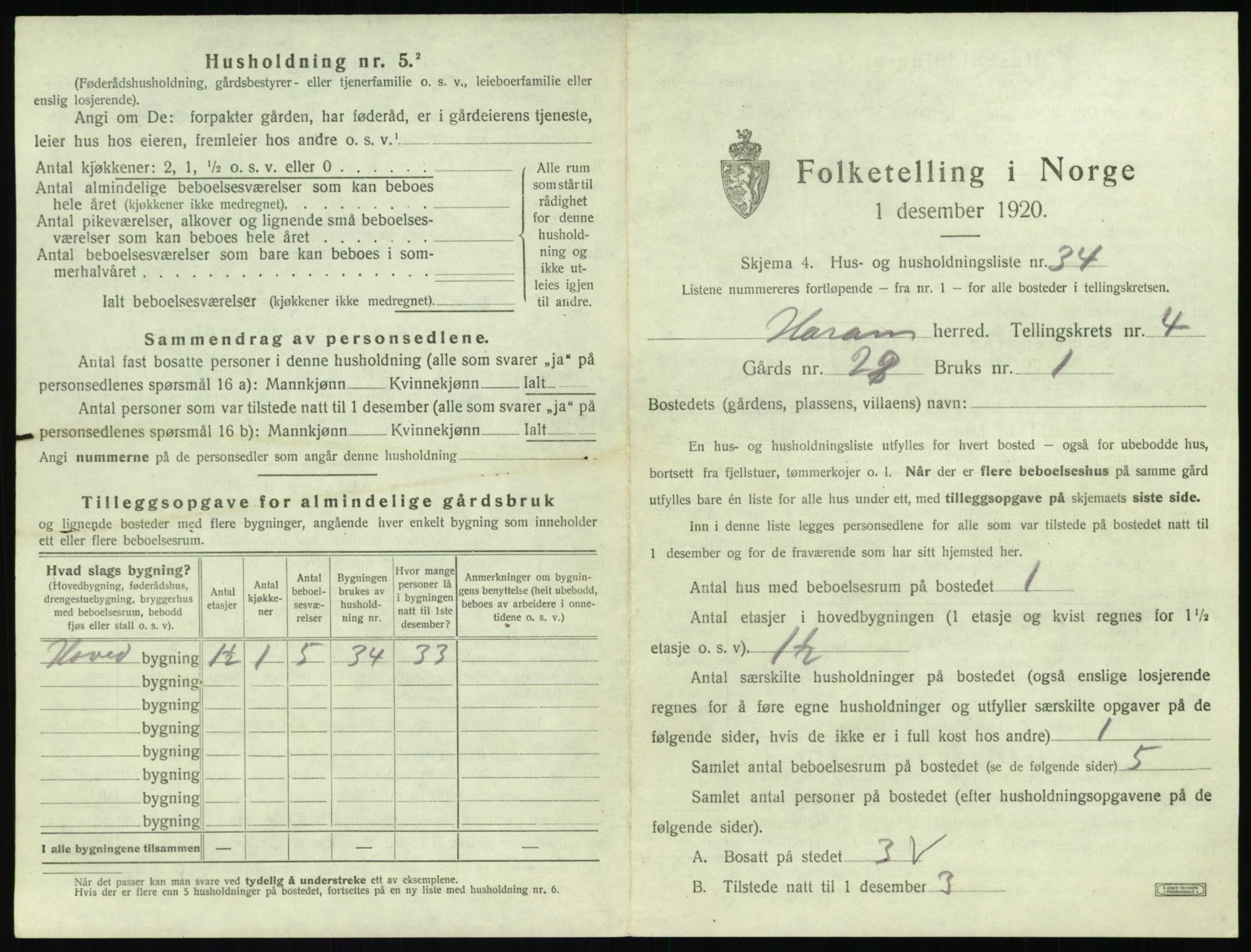 SAT, Folketelling 1920 for 1534 Haram herred, 1920, s. 287