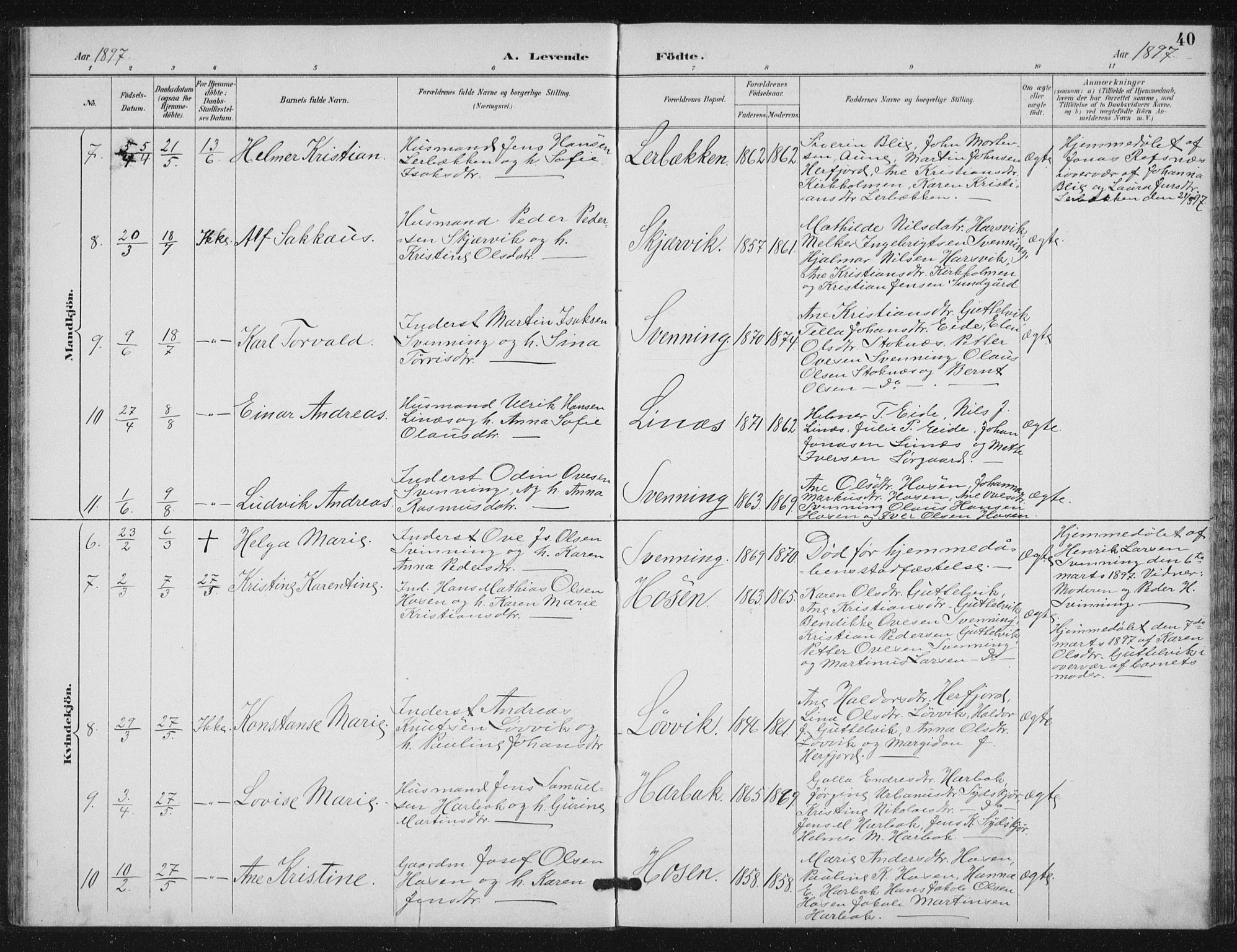 Ministerialprotokoller, klokkerbøker og fødselsregistre - Sør-Trøndelag, AV/SAT-A-1456/656/L0698: Klokkerbok nr. 656C04, 1890-1904, s. 40