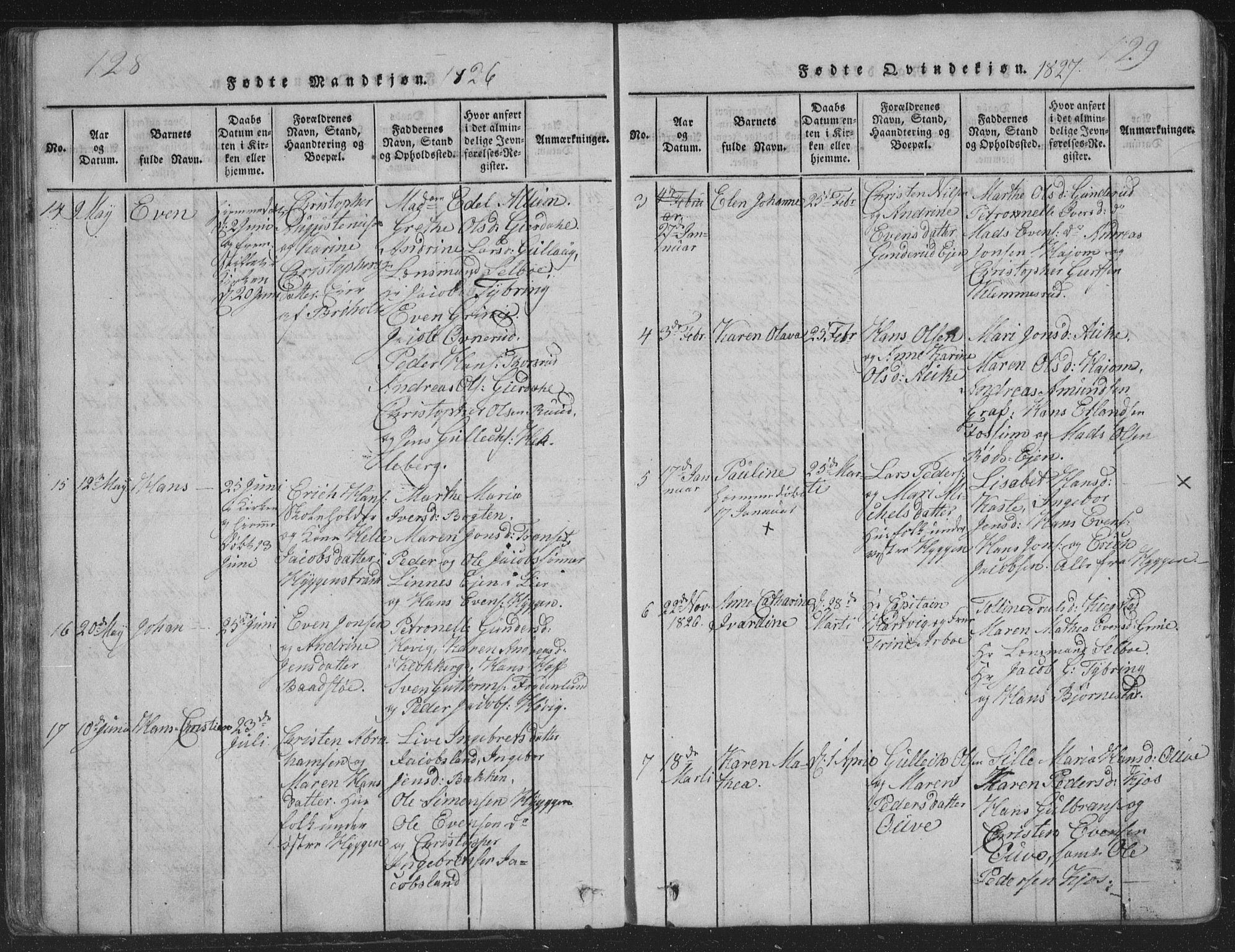 Røyken kirkebøker, AV/SAKO-A-241/G/Ga/L0003: Klokkerbok nr. 3, 1814-1856, s. 128-129