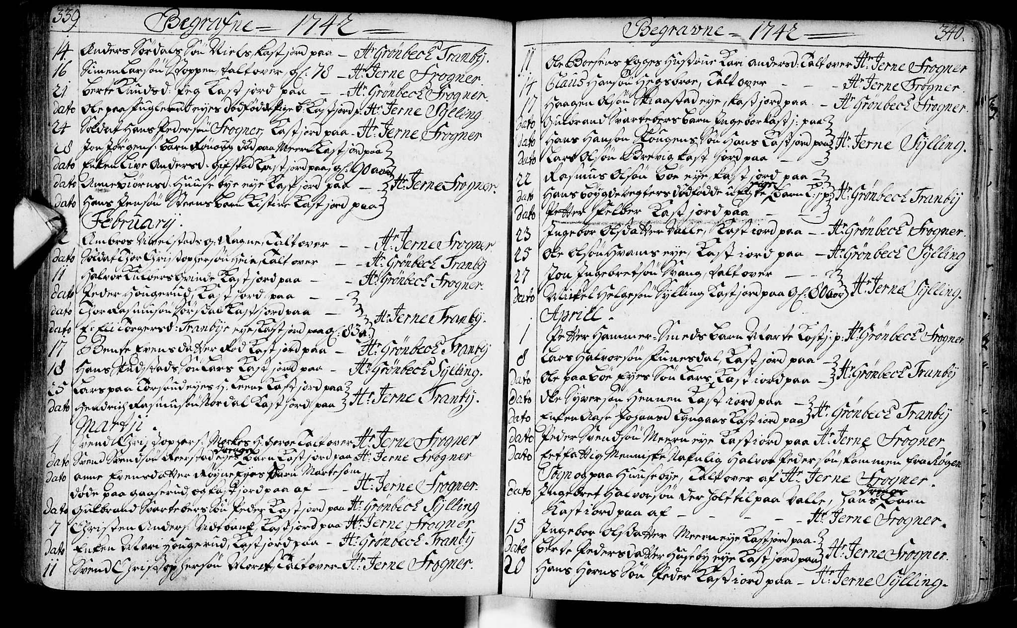 Lier kirkebøker, AV/SAKO-A-230/F/Fa/L0003: Ministerialbok nr. I 3, 1727-1748, s. 339-340