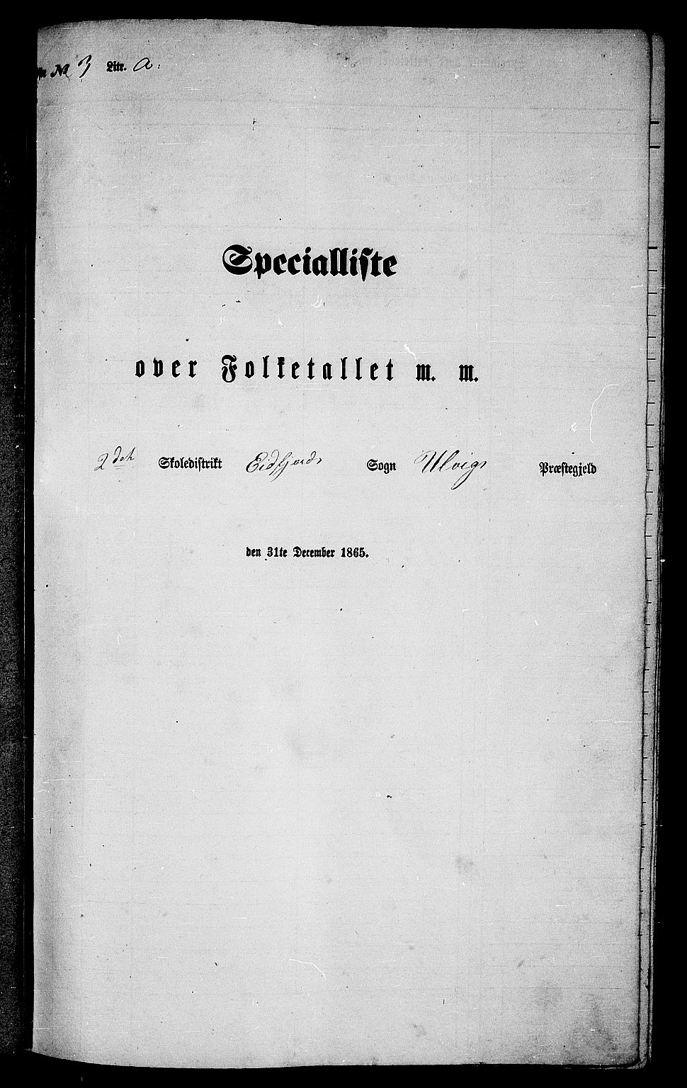 RA, Folketelling 1865 for 1233P Ulvik prestegjeld, 1865, s. 36