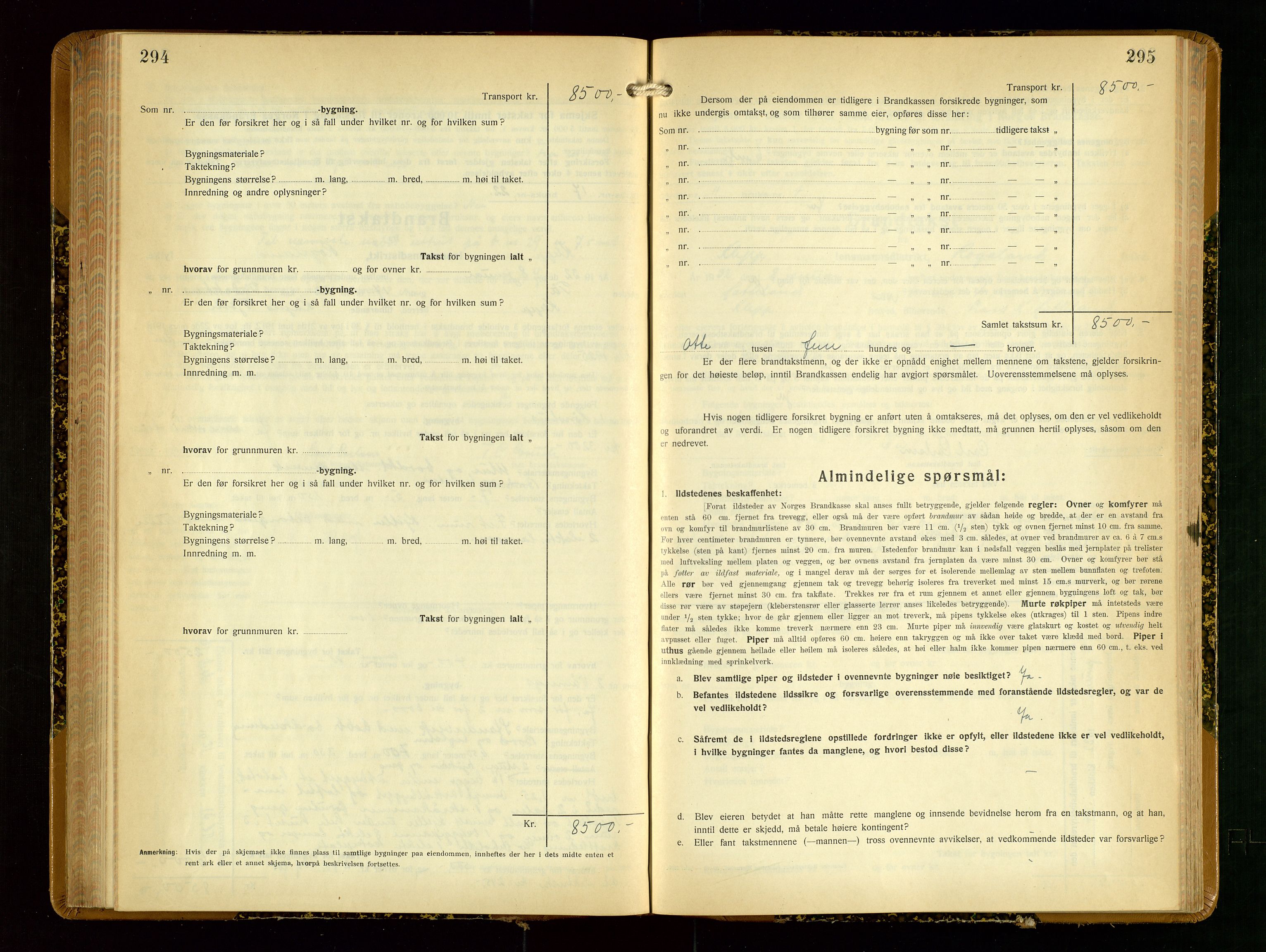 Klepp lensmannskontor, SAST/A-100163/Goc/L0012: "Brandtakstprotokoll" m/register, 1929-1933, s. 294-295