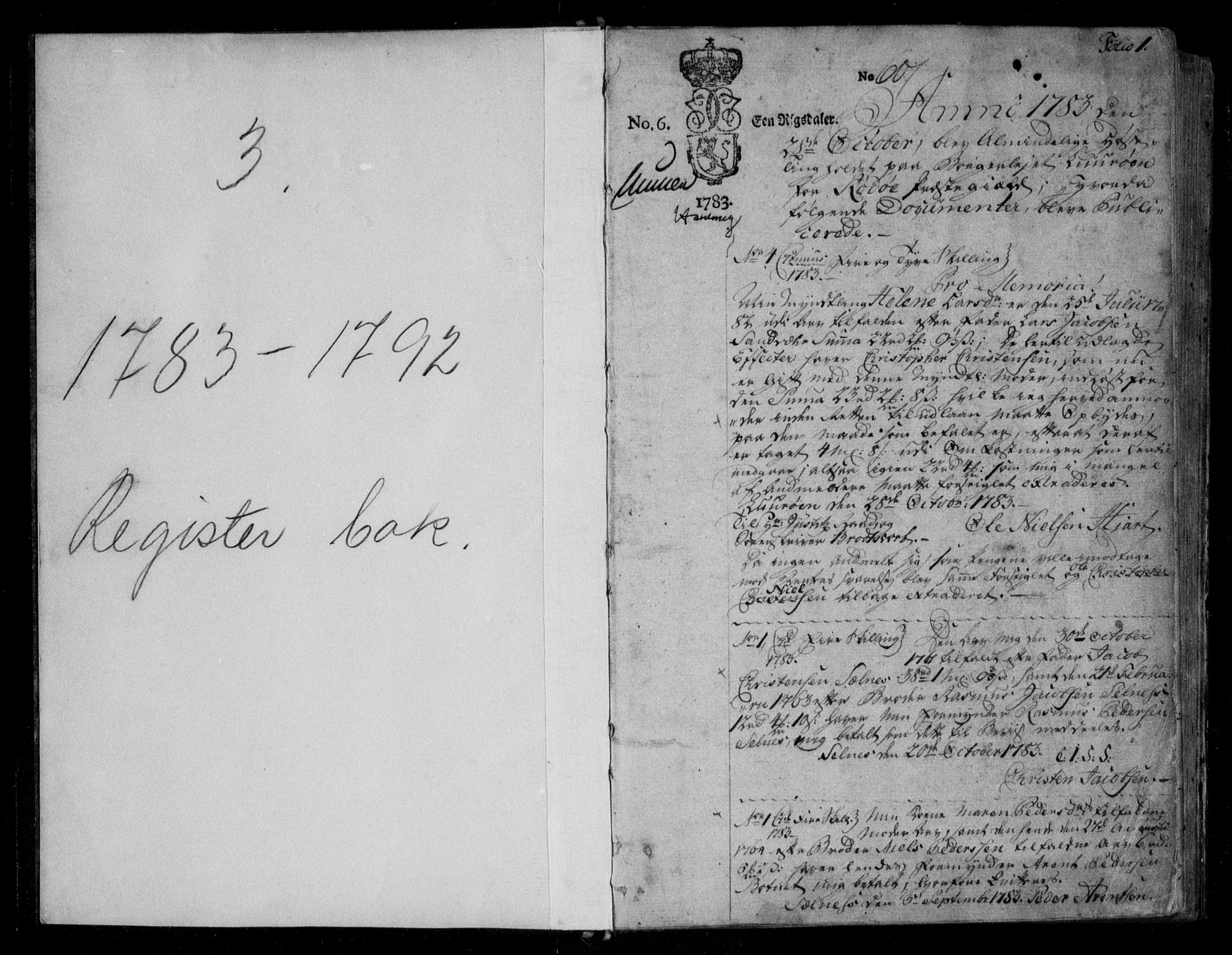 Helgeland sorenskriveri, SAT/A-0004/2/2C/L0004: Pantebok nr. 3, 1783-1792, s. 1