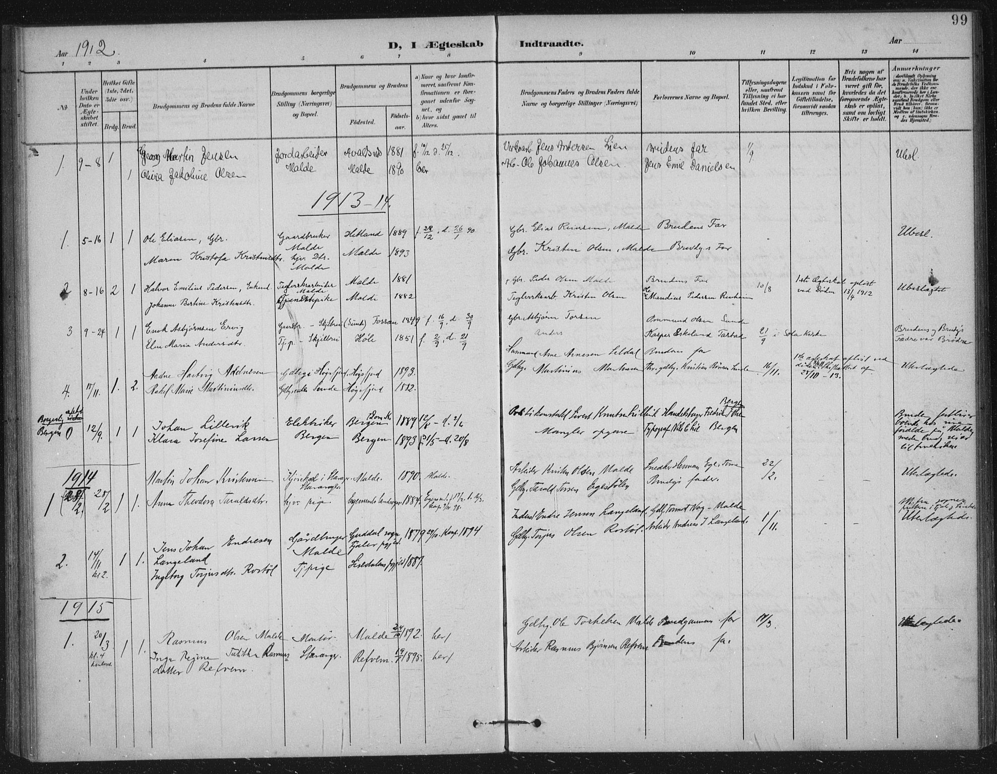 Håland sokneprestkontor, AV/SAST-A-101802/002/B/L0001: Ministerialbok nr. A 13, 1901-1923, s. 99