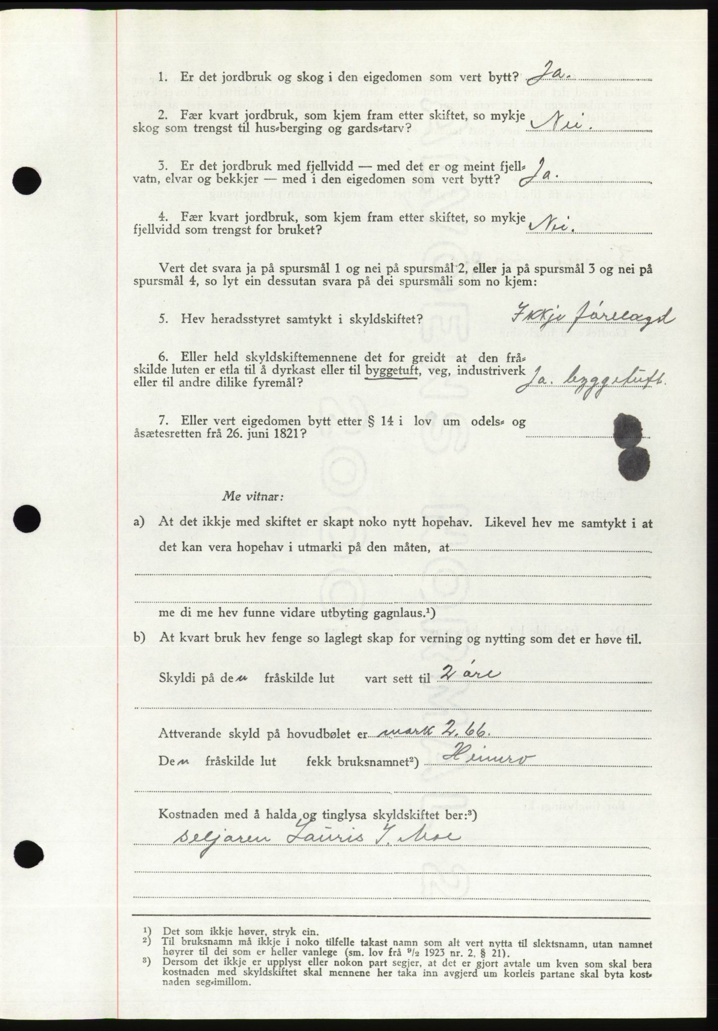 Søre Sunnmøre sorenskriveri, AV/SAT-A-4122/1/2/2C/L0081: Pantebok nr. 7A, 1947-1948, Dagboknr: 1275/1947