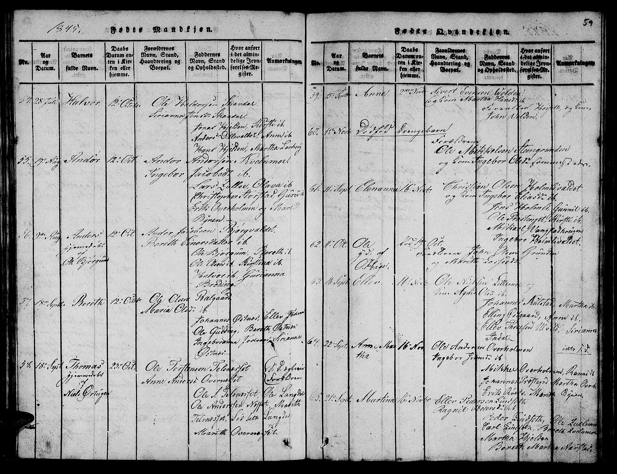 Ministerialprotokoller, klokkerbøker og fødselsregistre - Nord-Trøndelag, SAT/A-1458/723/L0251: Klokkerbok nr. 723C01 /2, 1843-1845, s. 59