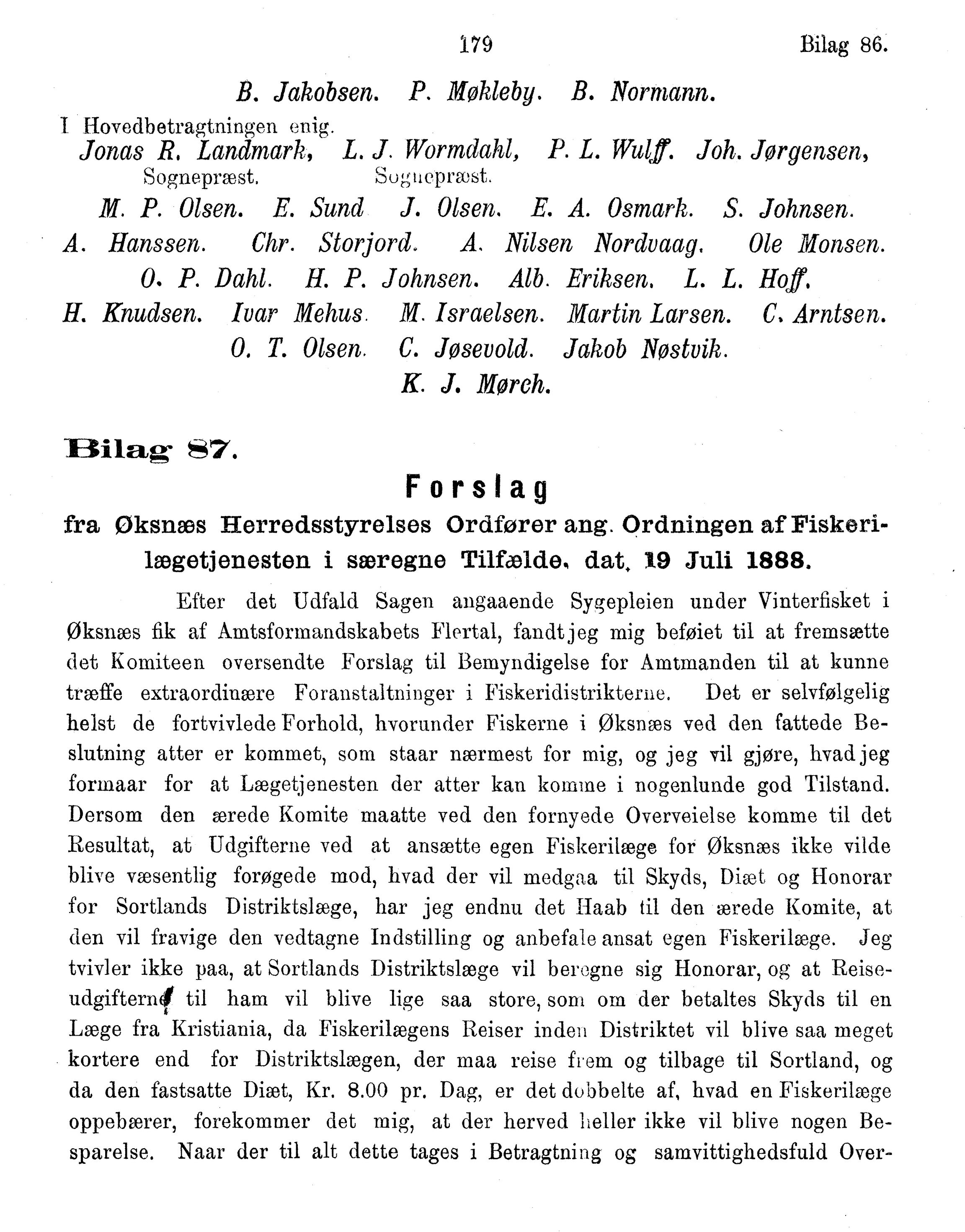 Nordland Fylkeskommune. Fylkestinget, AIN/NFK-17/176/A/Ac/L0015: Fylkestingsforhandlinger 1886-1890, 1886-1890