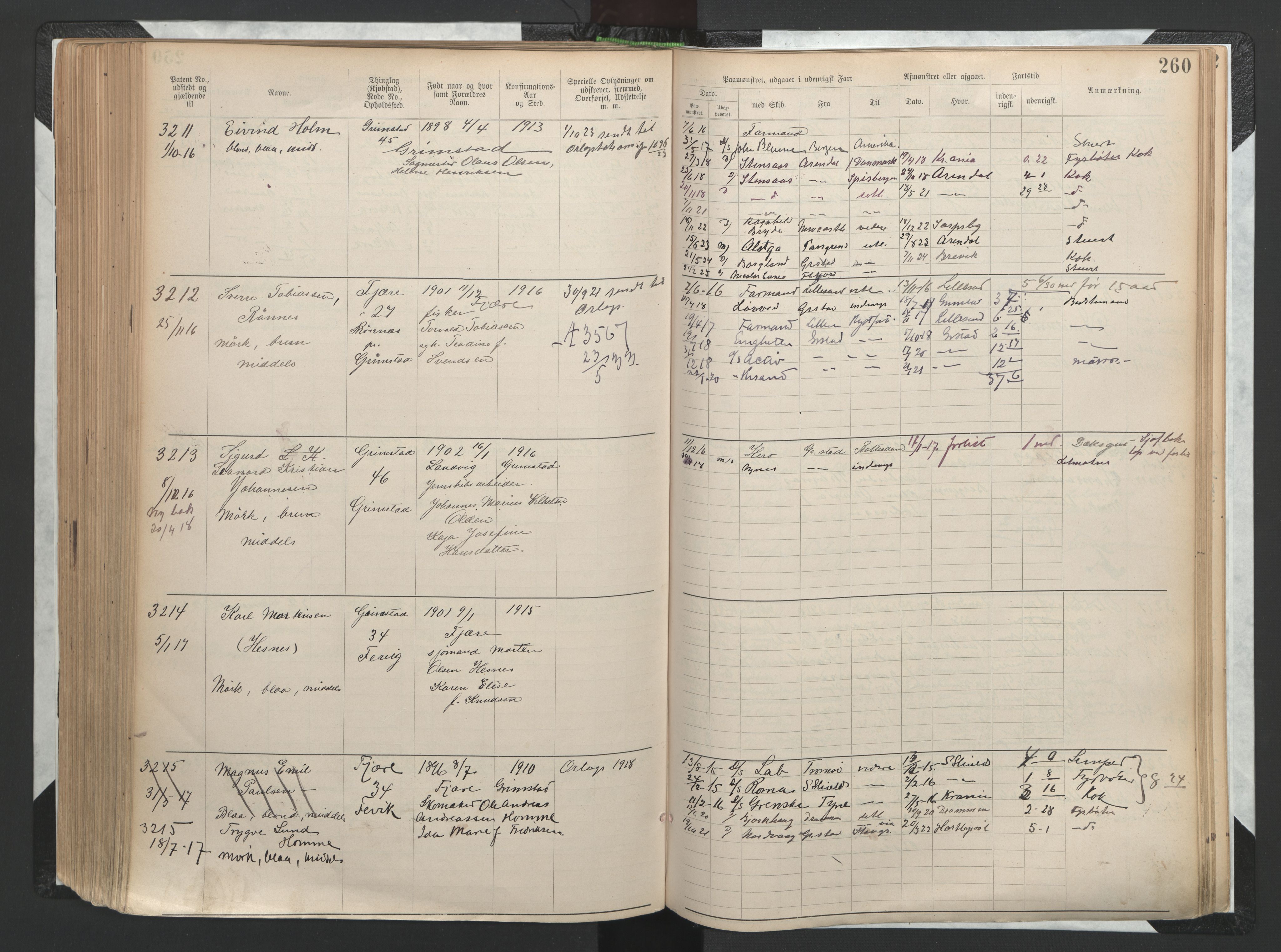 Grimstad mønstringskrets, SAK/2031-0013/F/Fa/L0002: Annotasjonsrulle nr 1921-3452 med register, F-2, 1892-1948, s. 292