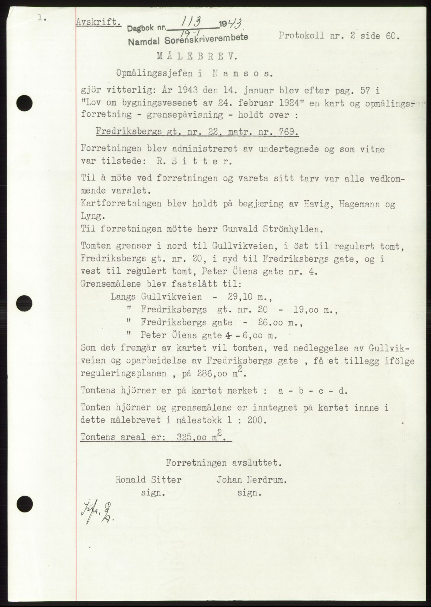 Namdal sorenskriveri, SAT/A-4133/1/2/2C: Pantebok nr. -, 1942-1943, Dagboknr: 113/1943