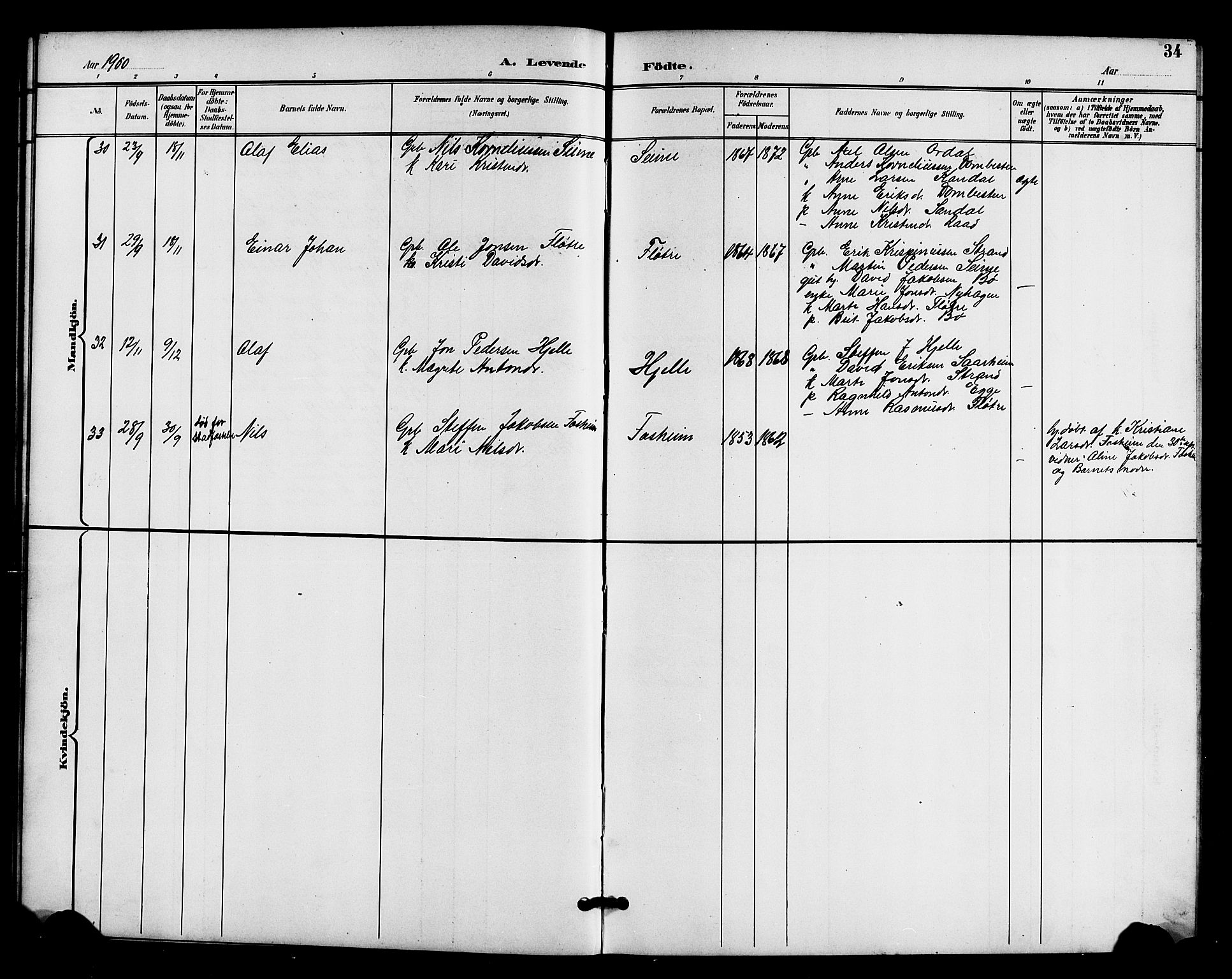 Gloppen sokneprestembete, AV/SAB-A-80101/H/Hab/Habc/L0002: Klokkerbok nr. C 2, 1896-1910, s. 34