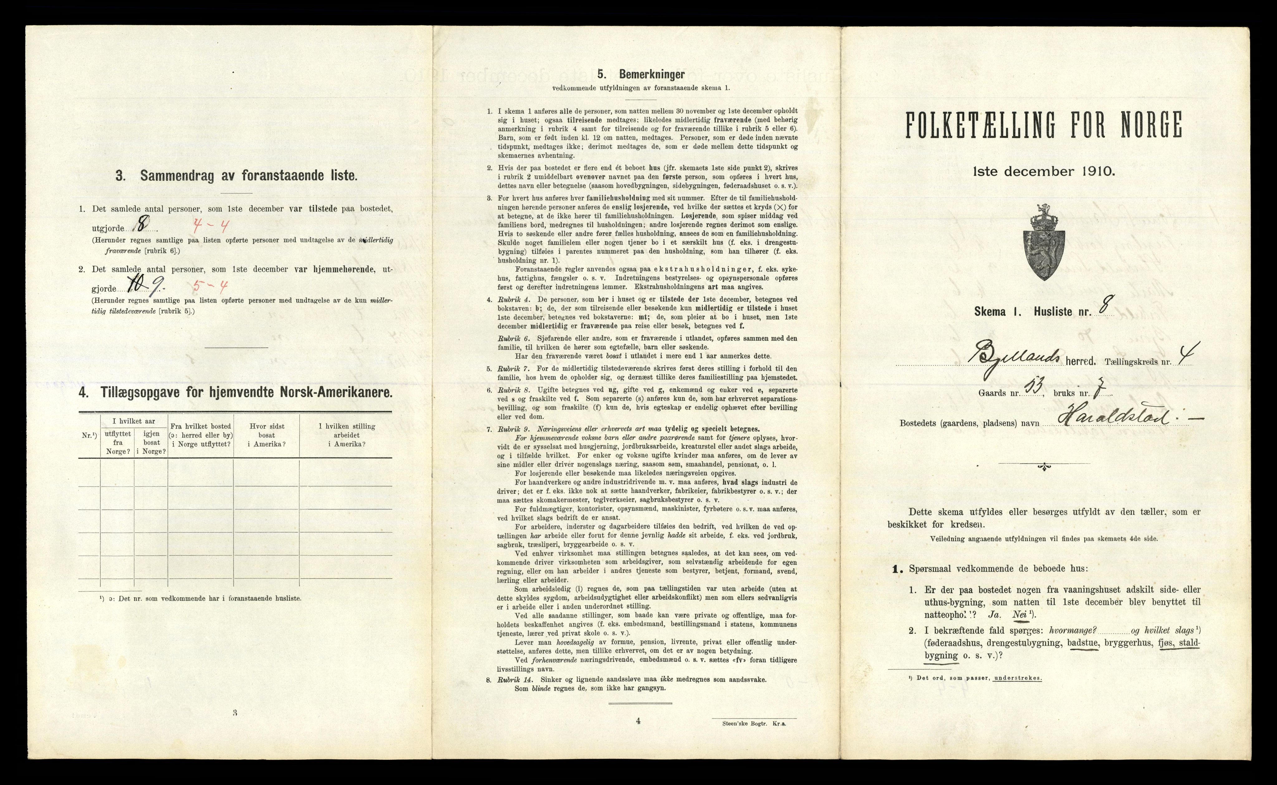 RA, Folketelling 1910 for 1024 Bjelland herred, 1910, s. 282