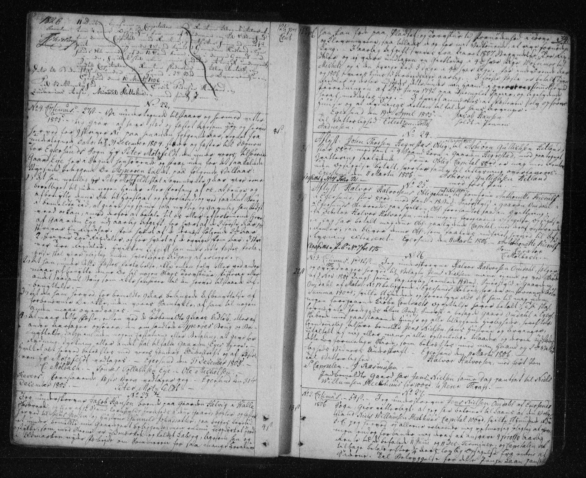 Jæren og Dalane sorenskriveri, AV/SAST-A-100306/4/41/41B/L0011: Pantebok nr. 8, 1805-1812, s. 34