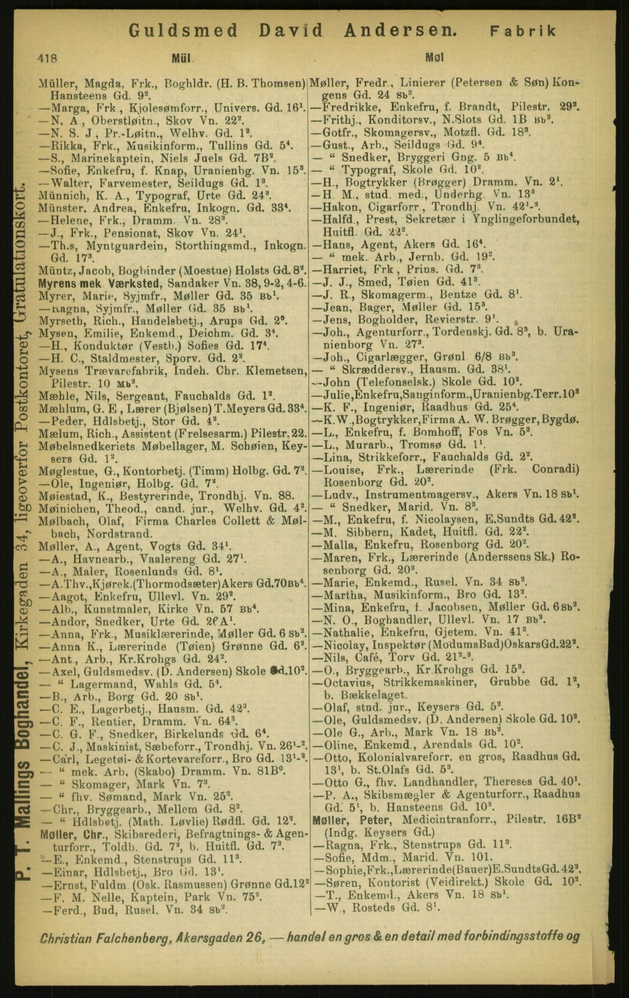 Kristiania/Oslo adressebok, PUBL/-, 1897, s. 418