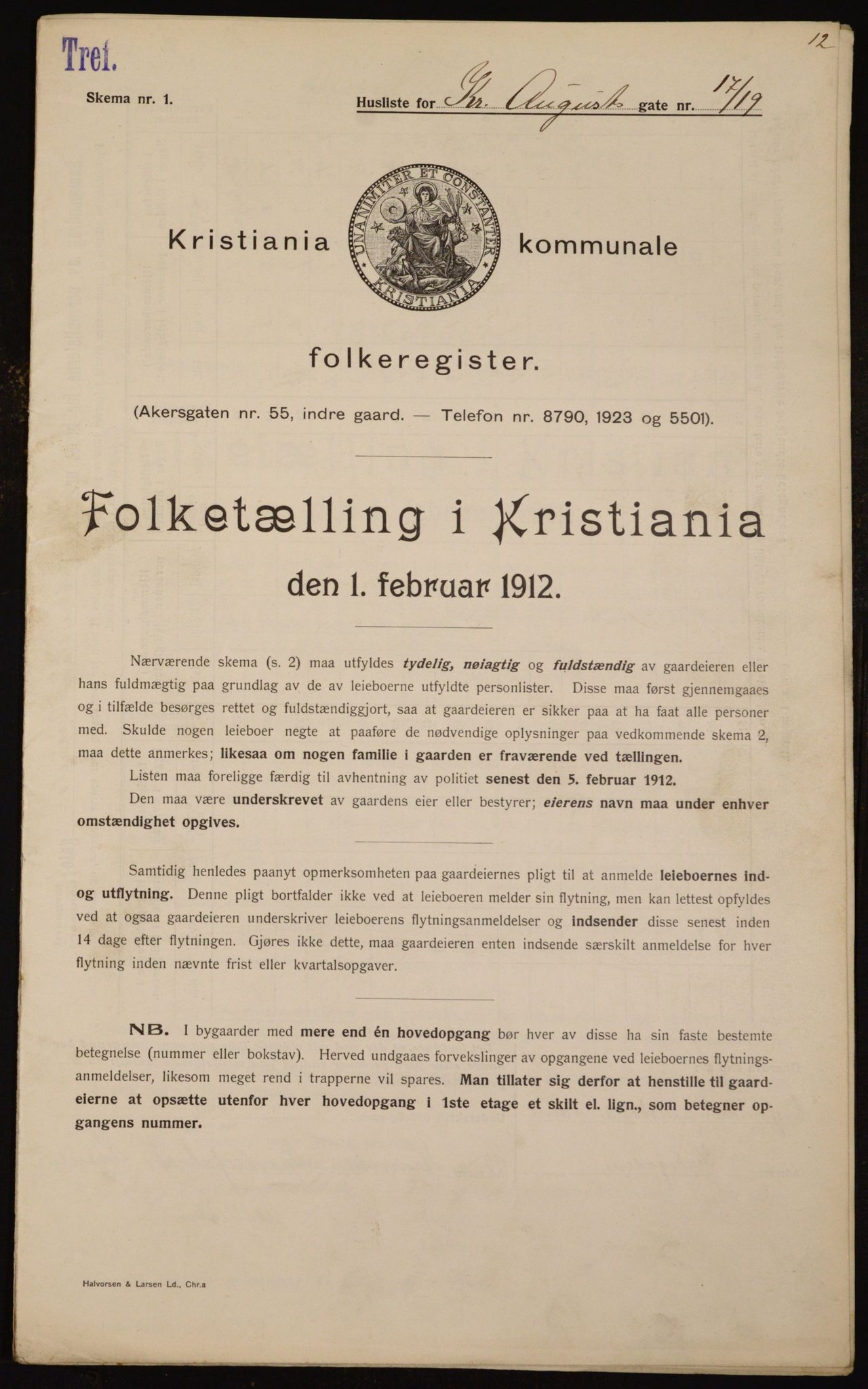 OBA, Kommunal folketelling 1.2.1912 for Kristiania, 1912, s. 54337