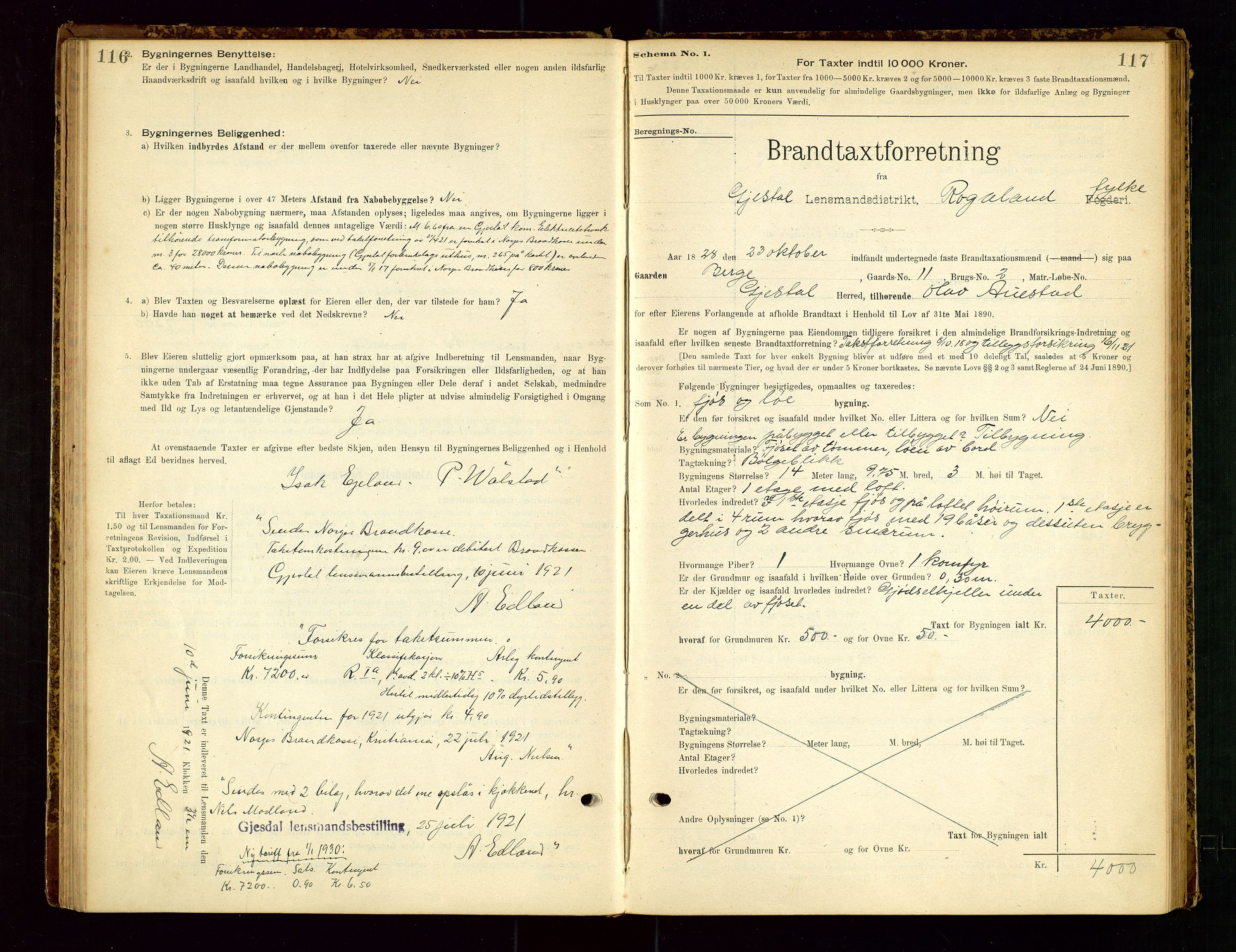 Gjesdal lensmannskontor, SAST/A-100441/Go/L0007: Branntakstskjemaprotokoll, 1894-1937, s. 116-117