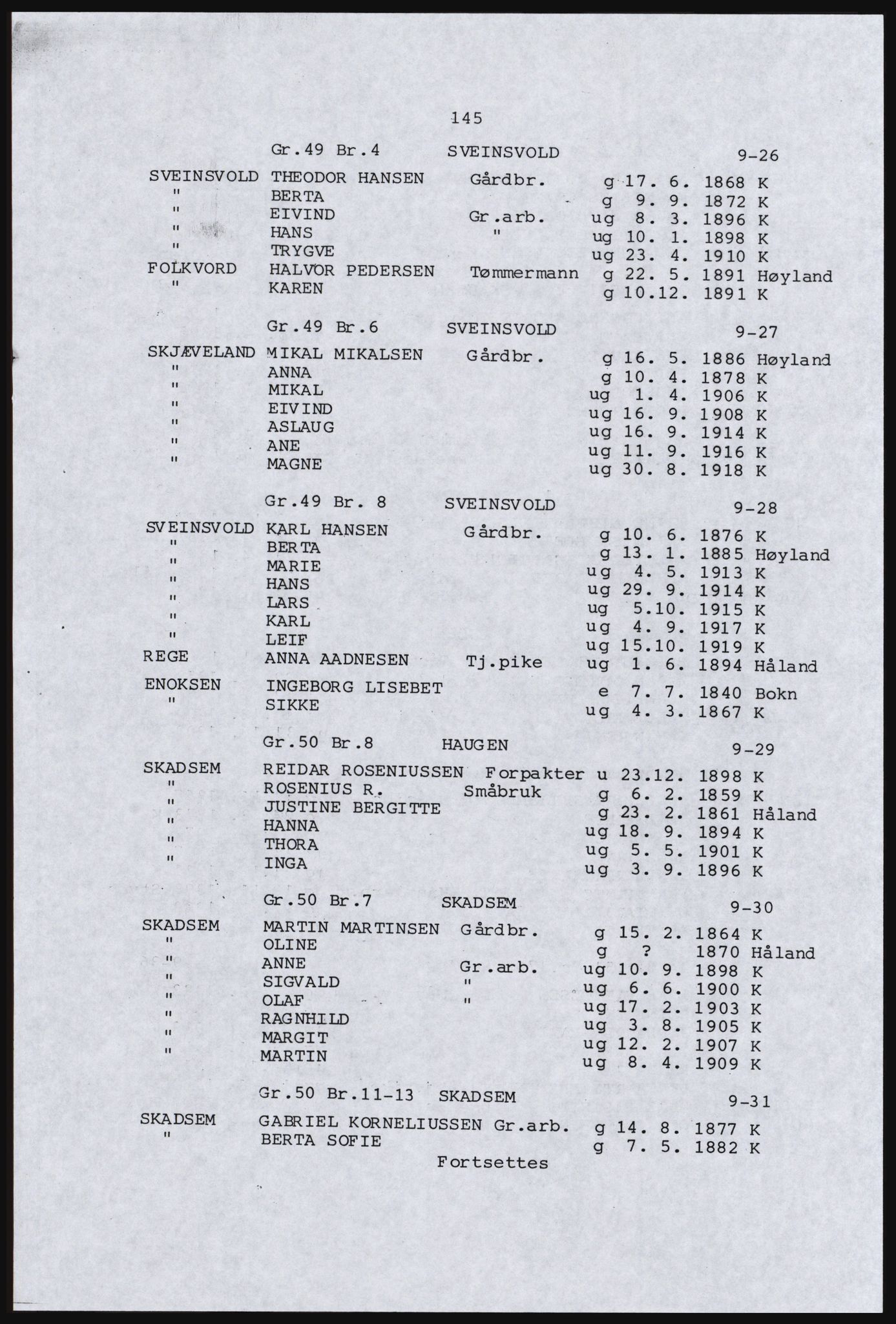 SAST, Avskrift av folketellingen 1920 for en del av Jæren, 1920, s. 153