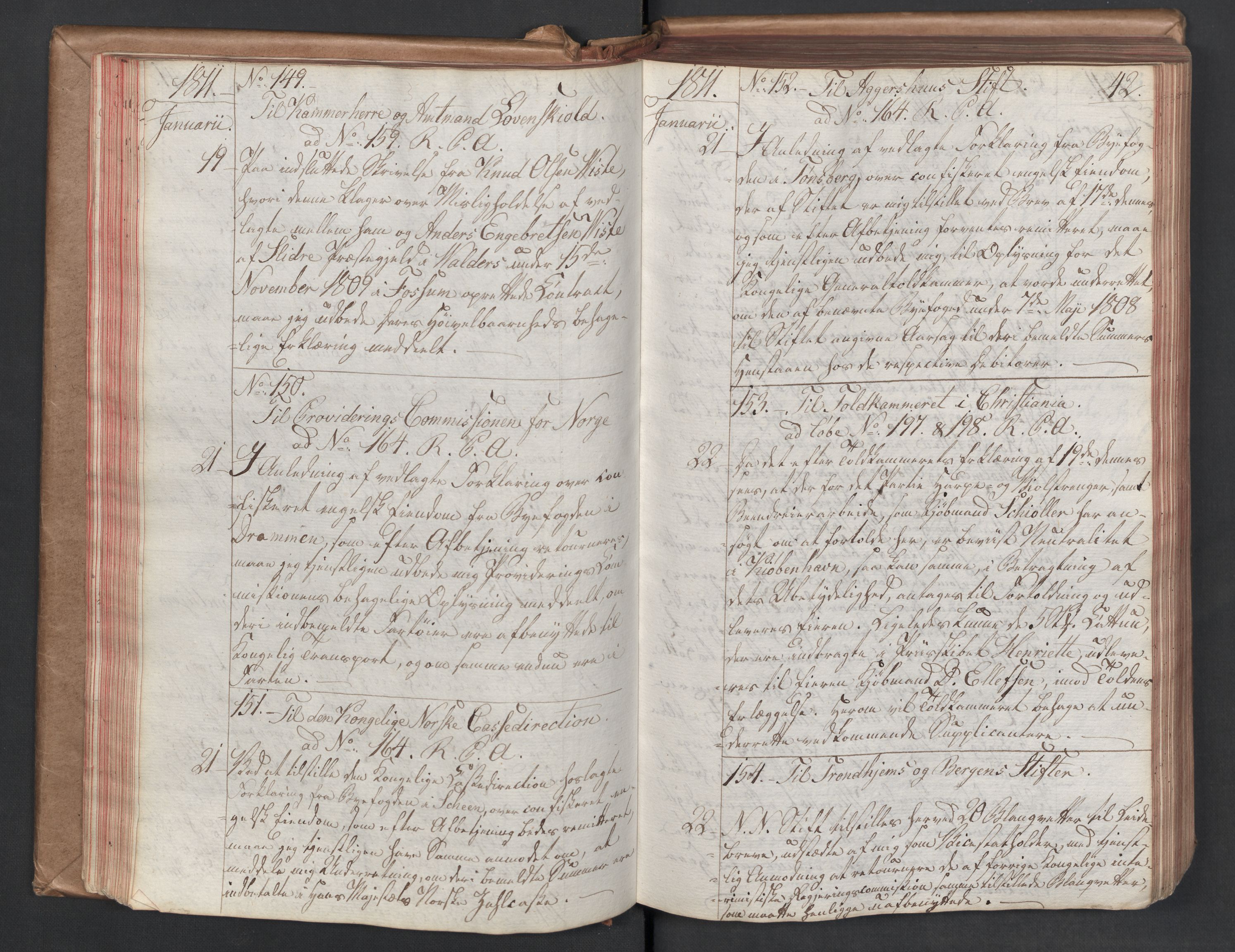 Stattholderembetet 1810-1814, 1. kontor (Kontor A), AV/RA-EA-2872/Bc/L0001: Korrespondanseprotokoll, 1810-1812, s. 41b-42a