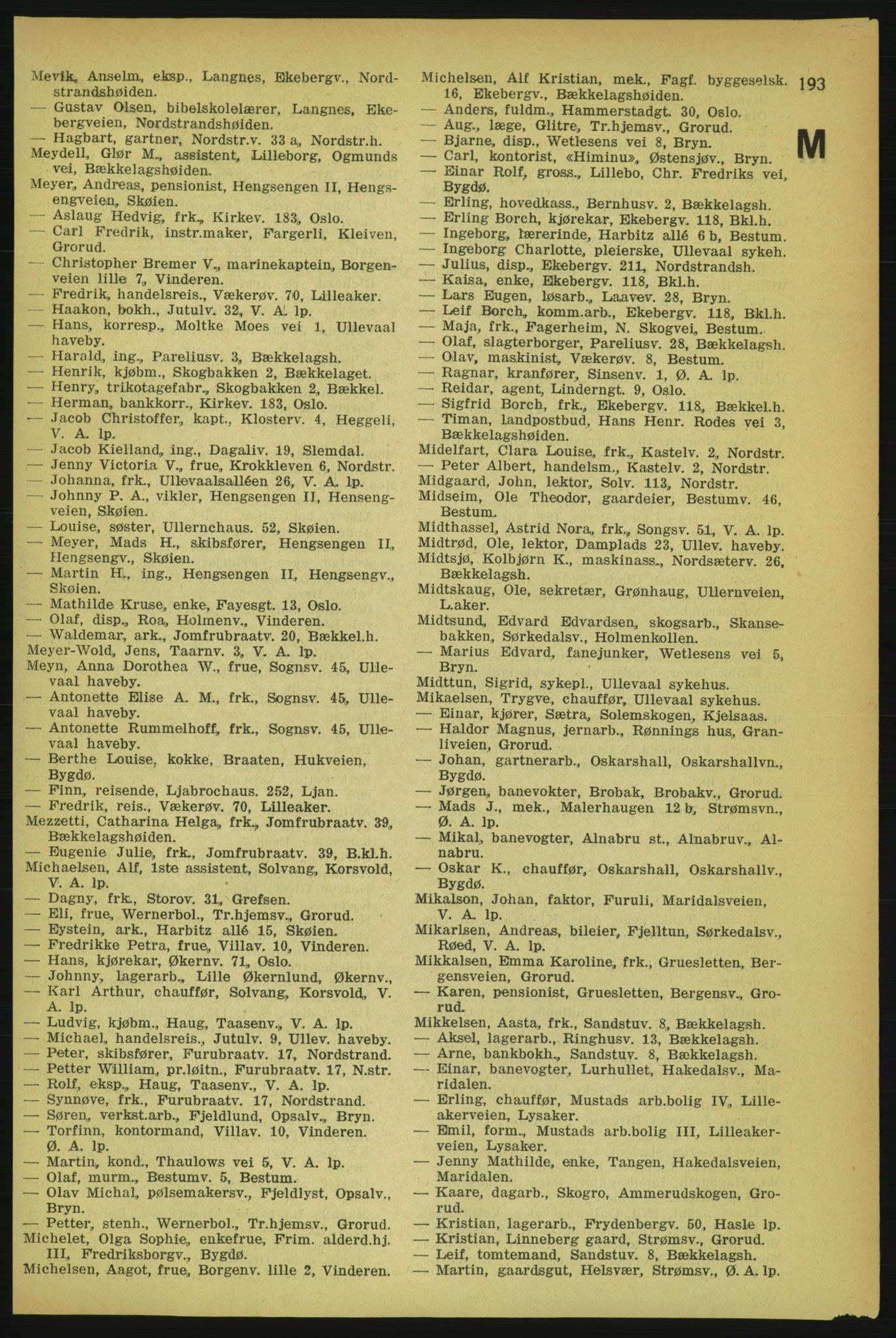 Aker adressebok/adressekalender, PUBL/001/A/004: Aker adressebok, 1929, s. 193