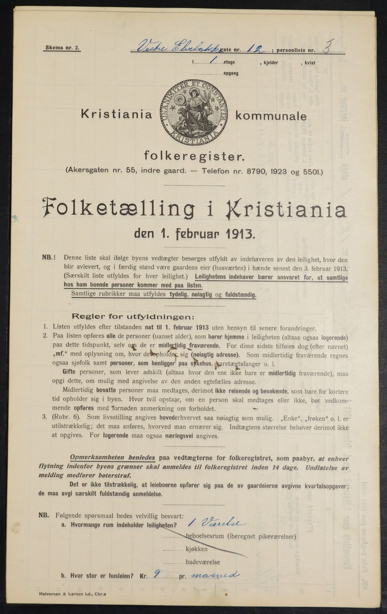 OBA, Kommunal folketelling 1.2.1913 for Kristiania, 1913, s. 122369