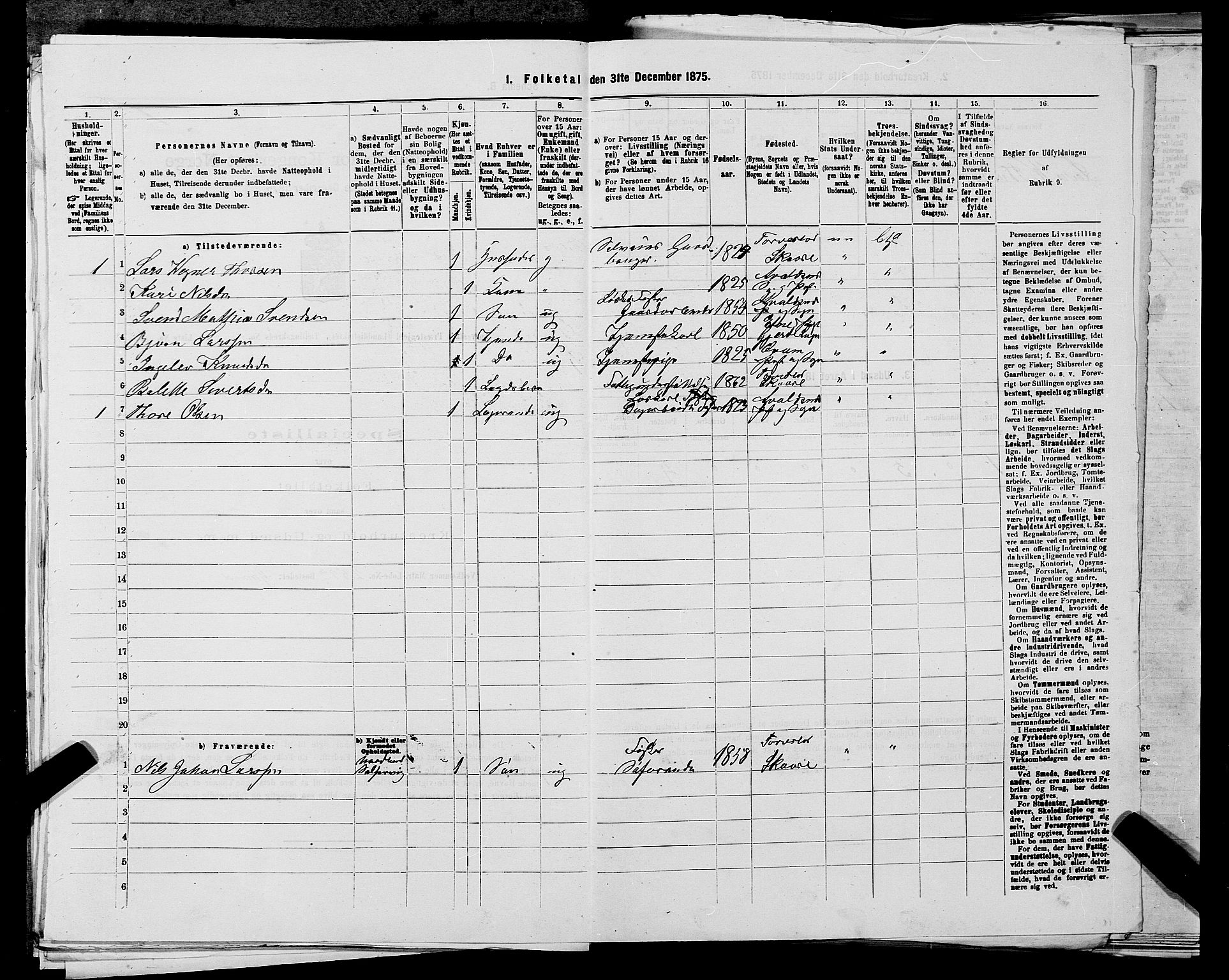 SAST, Folketelling 1875 for 1152L Torvastad prestegjeld, Torvastad sokn, Skåre sokn og Utsira sokn, 1875, s. 1112