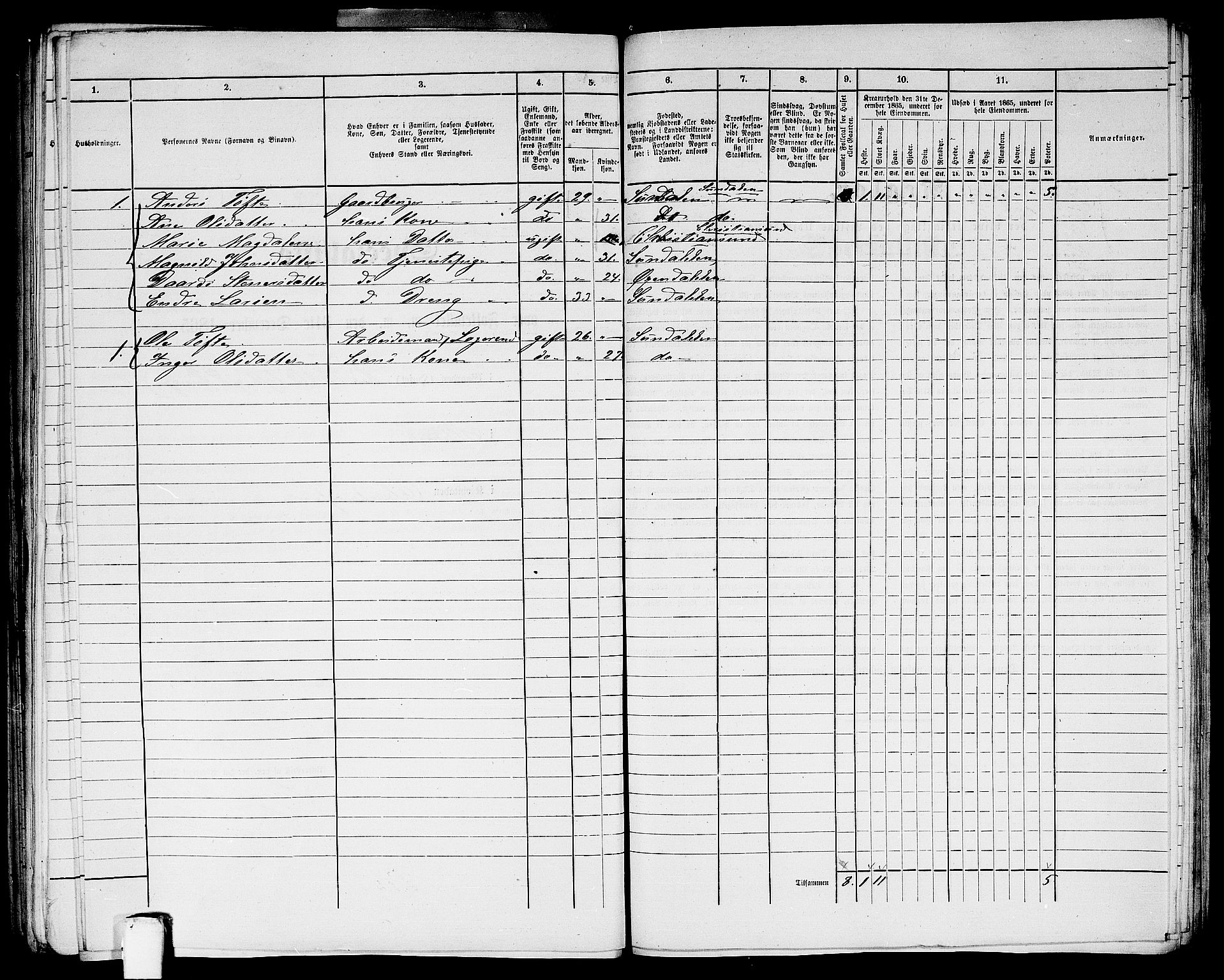 RA, Folketelling 1865 for 1503B Kristiansund prestegjeld, Kristiansund kjøpstad, 1865, s. 451