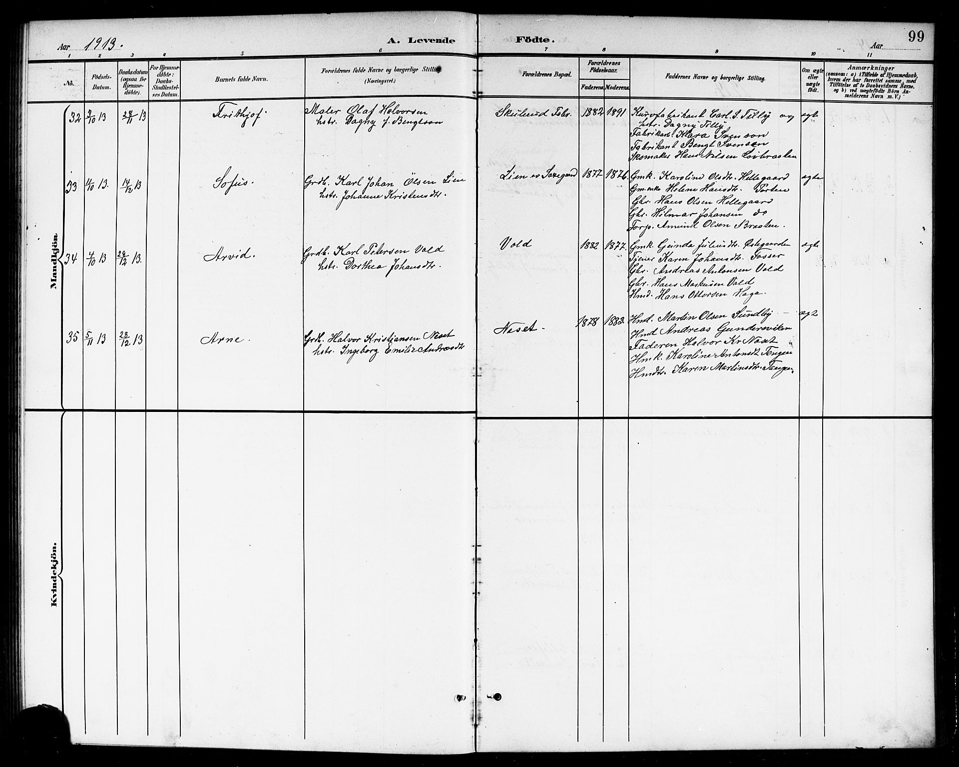 Høland prestekontor Kirkebøker, AV/SAO-A-10346a/G/Gb/L0001: Klokkerbok nr. II 1, 1902-1919, s. 99