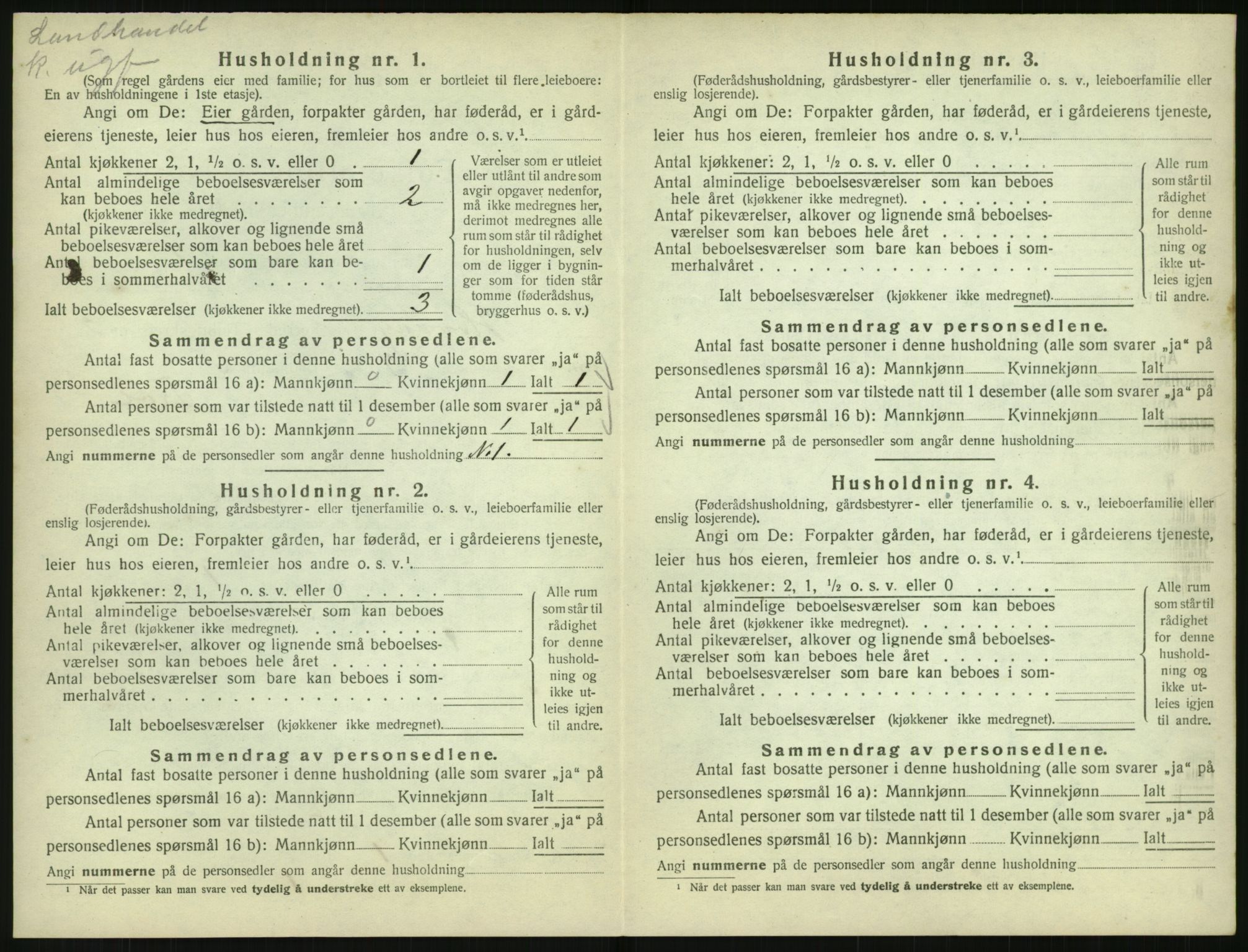 SAK, Folketelling 1920 for 0927 Høvåg herred, 1920, s. 95